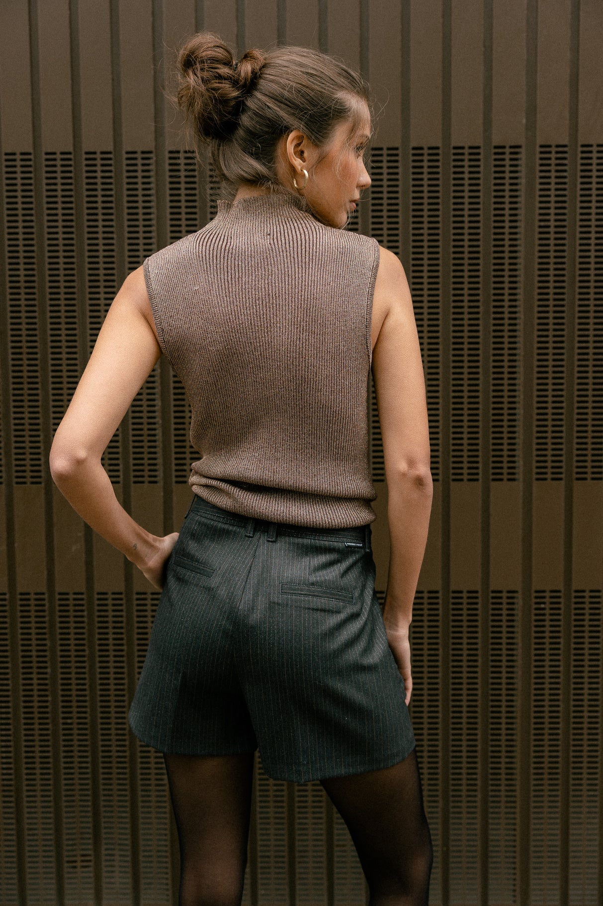 Short à pinces Femme Shawl Dalston dark shadow | Freeman T. Porter