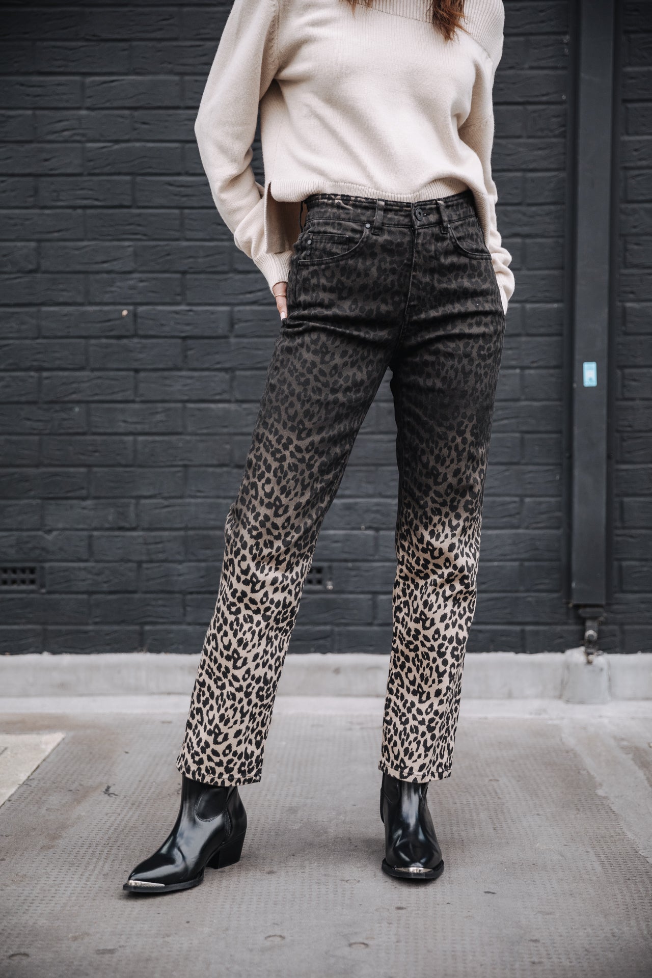 Jeans 7/8 taille haute Femme Scarlett Dark Leo original | Freeman T. Porter
