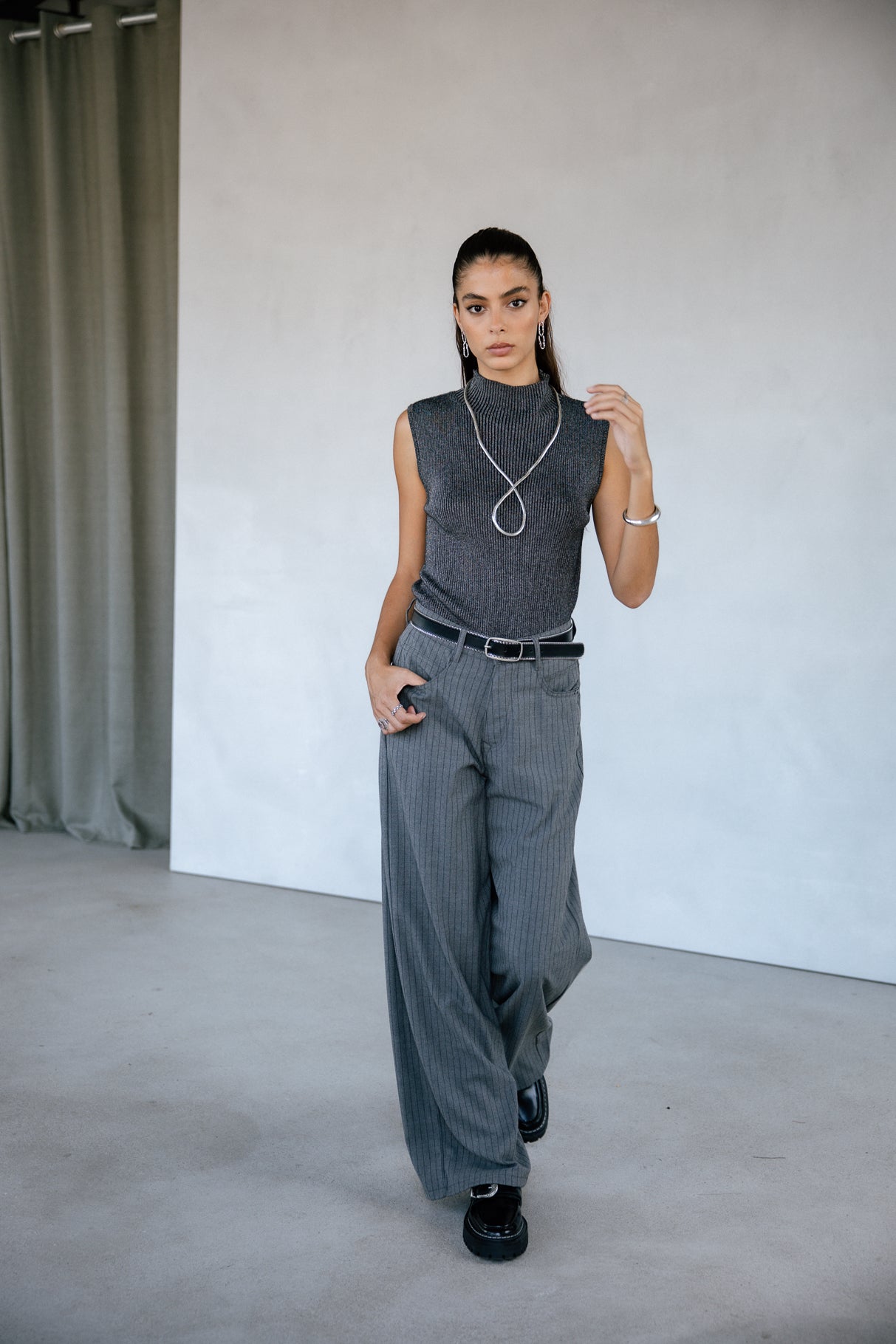 Pantalon large Femme Jane Buren Grey moon rock | Freeman T. Porter