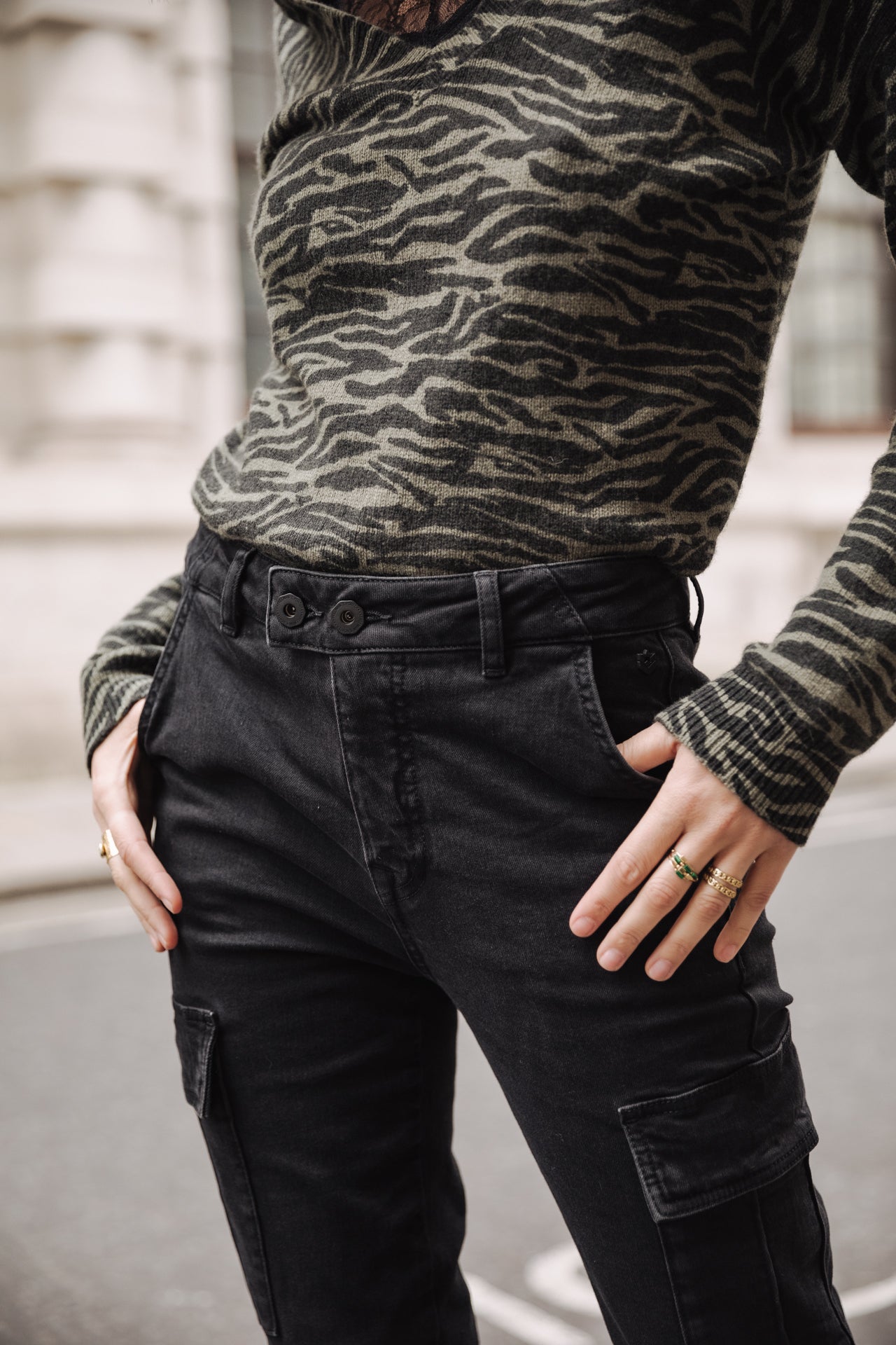 Jeans super slim cargo Femme Aria bologna | Freeman T. Porter