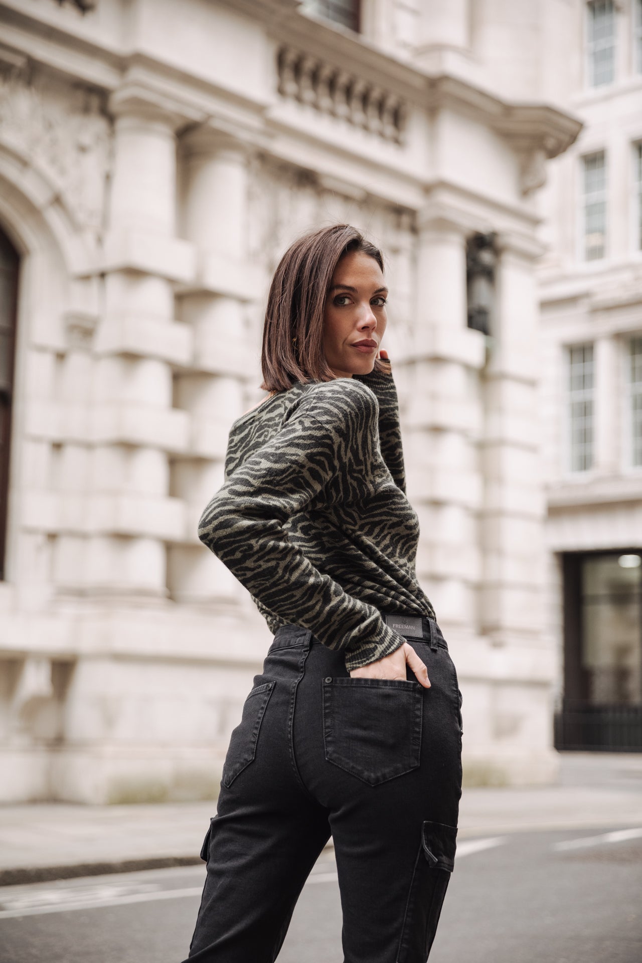 Jeans super slim cargo Femme Aria bologna | Freeman T. Porter