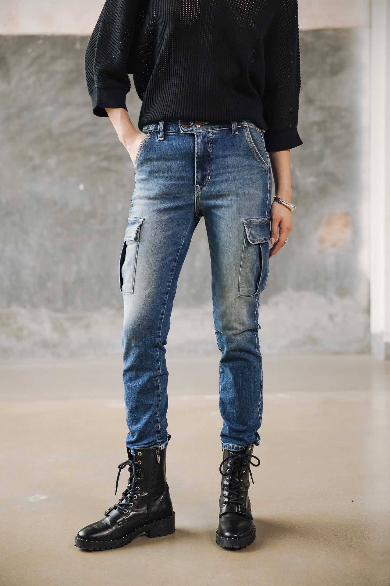 Super Slim Cargo Jeans Frau Aria sicilian | Freeman T. Porter
