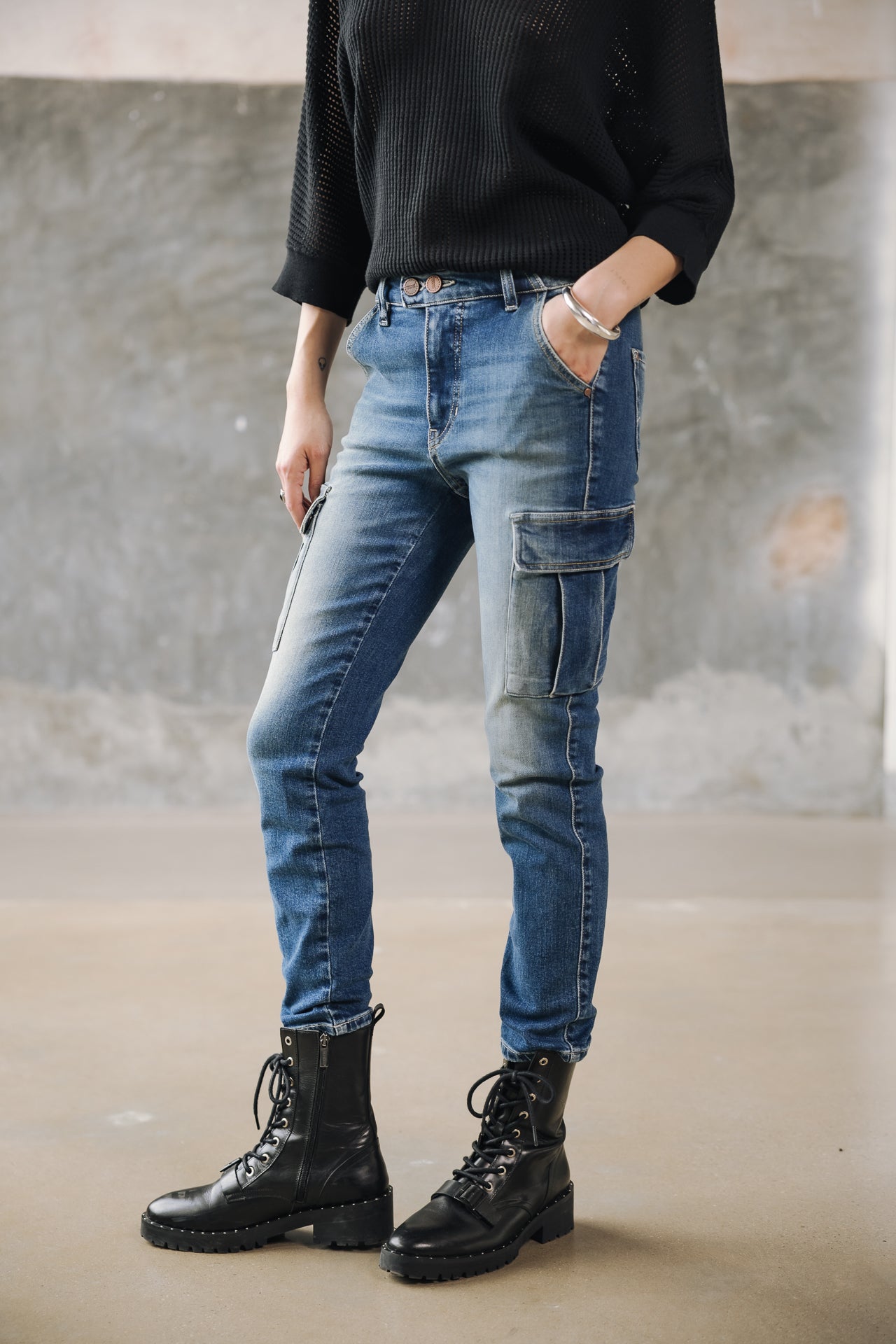 Super Slim Cargo Jeans Frau Aria sicilian | Freeman T. Porter
