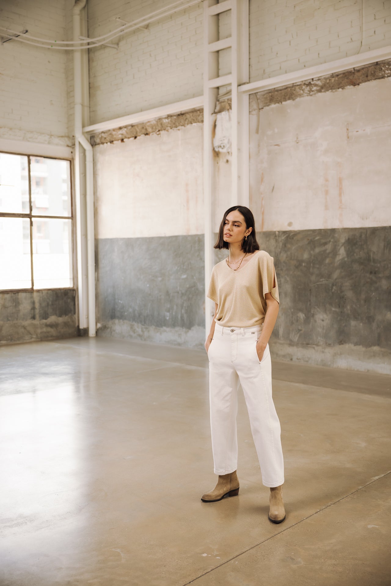 Cropped balloon pants Woman Rosalia Andalouisa off white | Freeman T. Porter