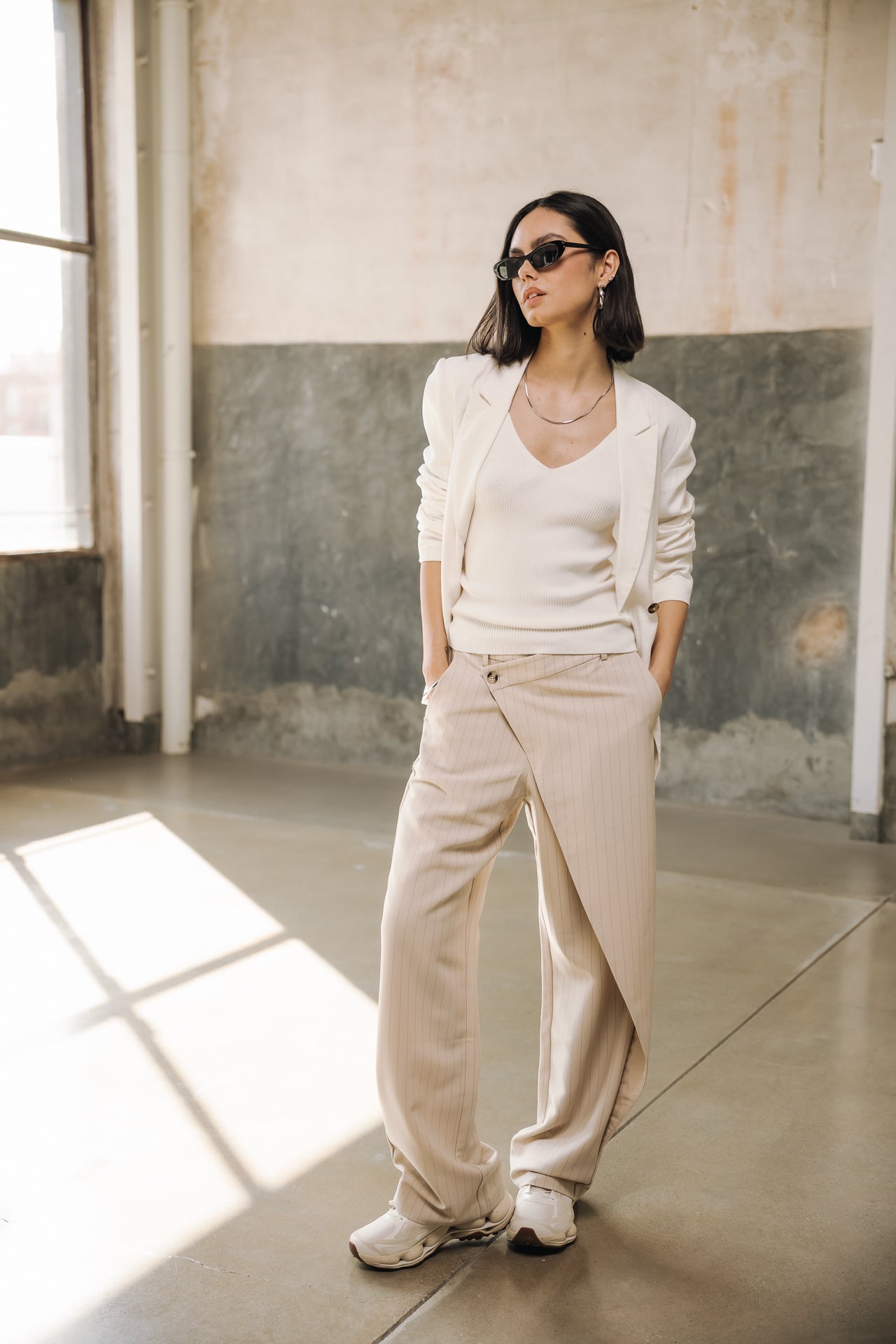 Hose mit hoher Taille Frau Cassie Grazie beige | Freeman T. Porter