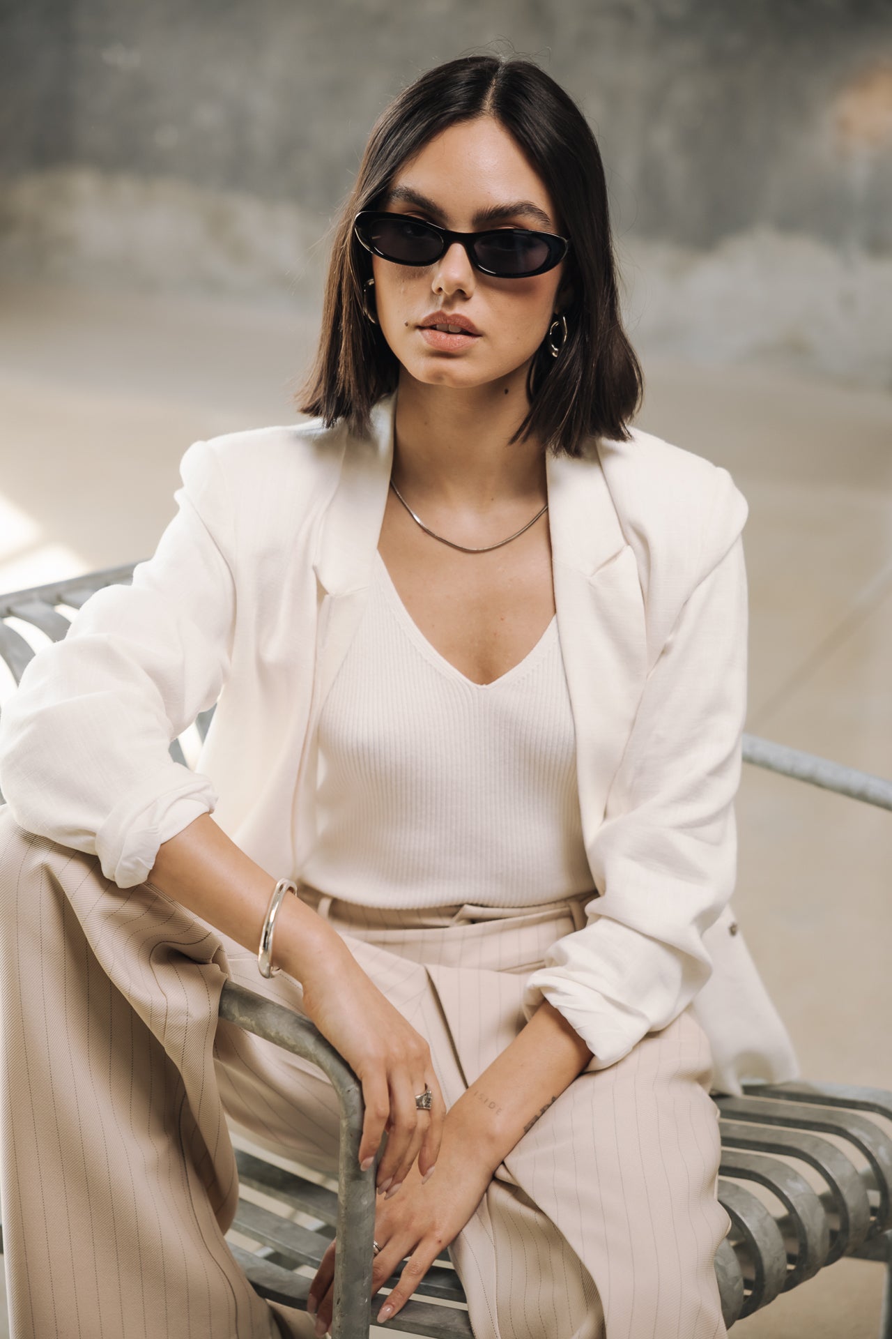 High-waisted pants Woman Cassie Grazie beige | Freeman T. Porter