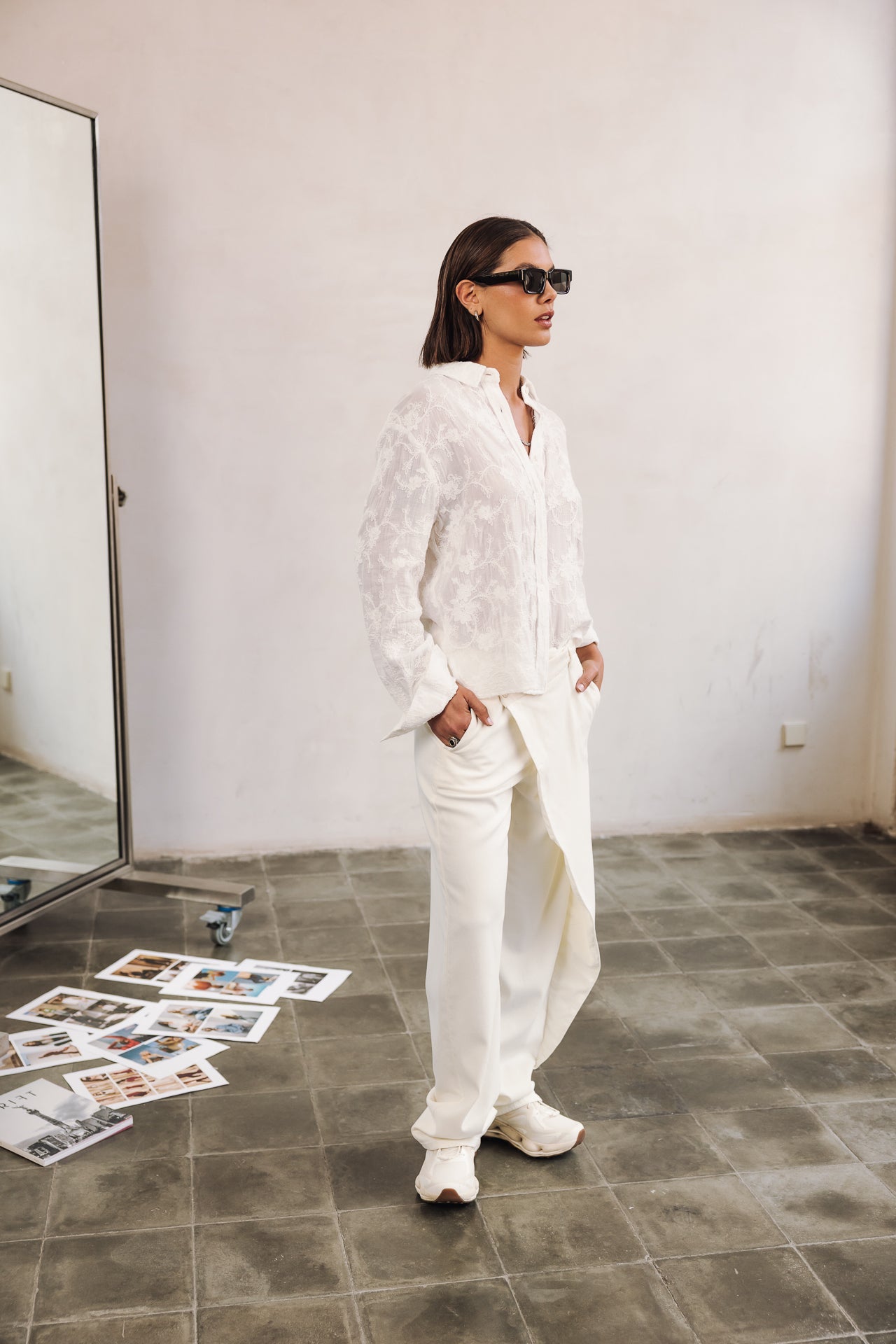 Pantalones de cintura alta Mujer Cassie Lynx bright white | Freeman T. Porter