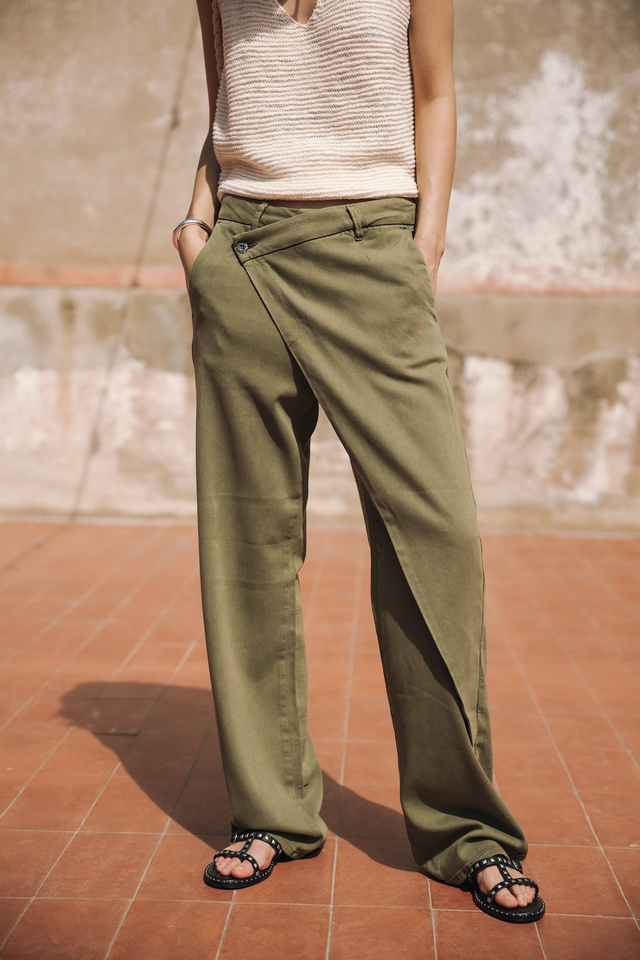 Hose mit hoher Taille Frau Cassie Lynx olive night | Freeman T. Porter