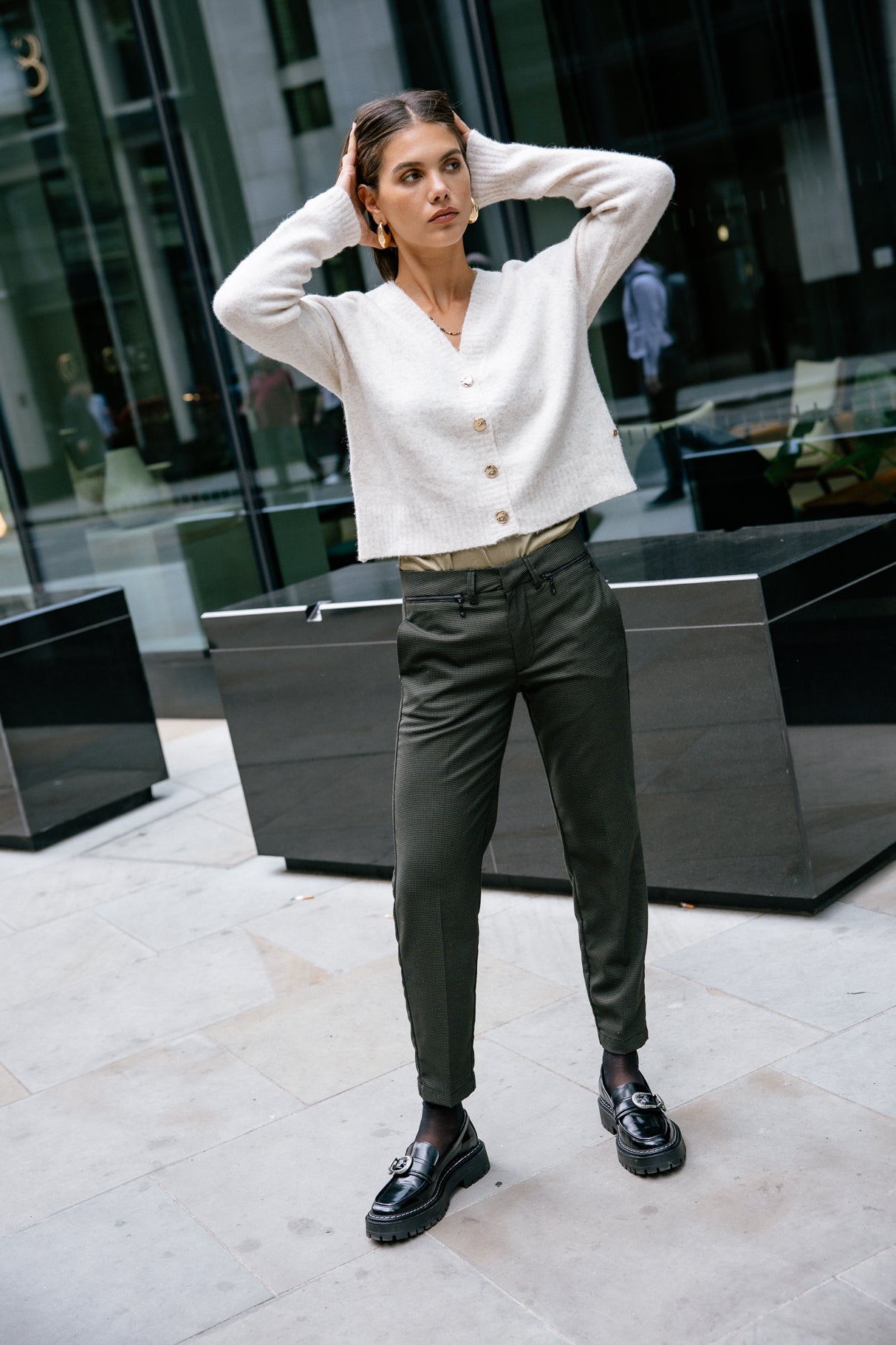 Pantalon slim Frau Willow Inception olive night | Freeman T. Porter