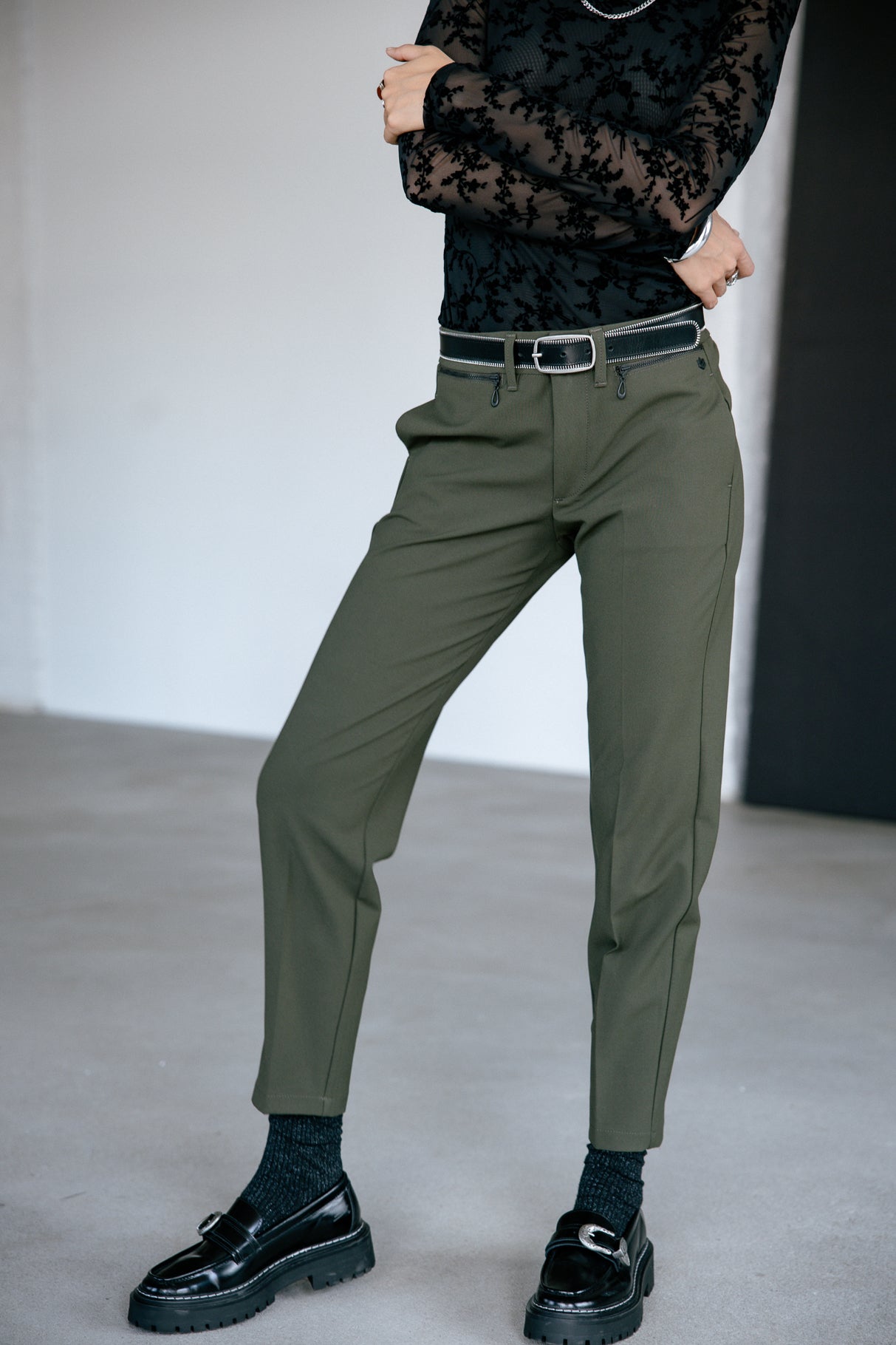 Pantalon slim Femme Willow Polyneo tea leaf | Freeman T. Porter