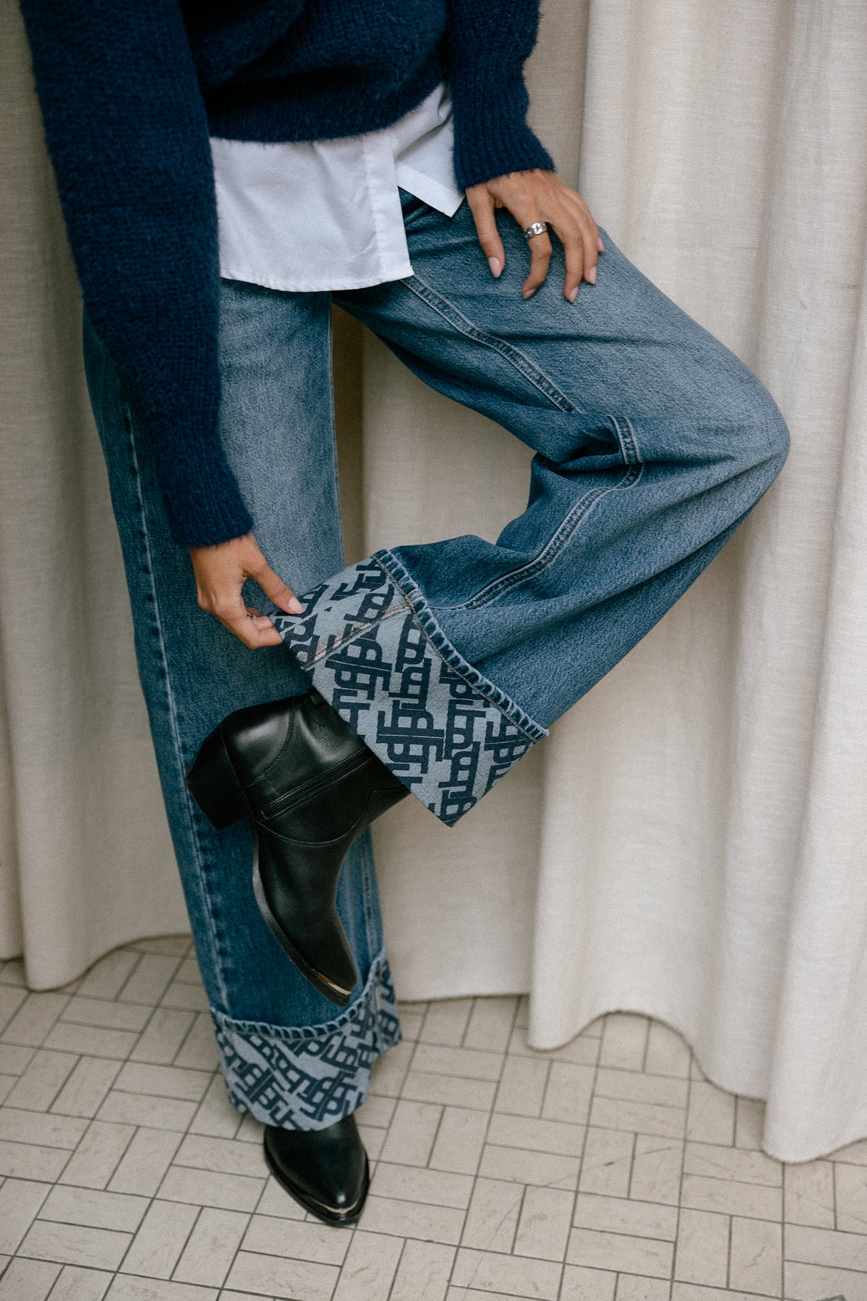Jeans large à larges revers Femme Kate Denim magnus | Freeman T. Porter