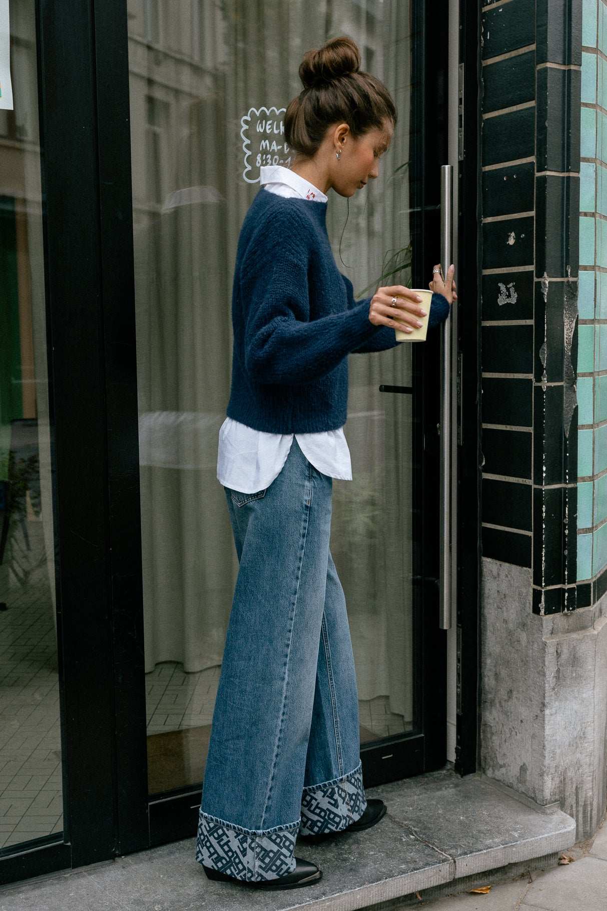 Jeans large à larges revers Femme Kate Denim magnus | Freeman T. Porter