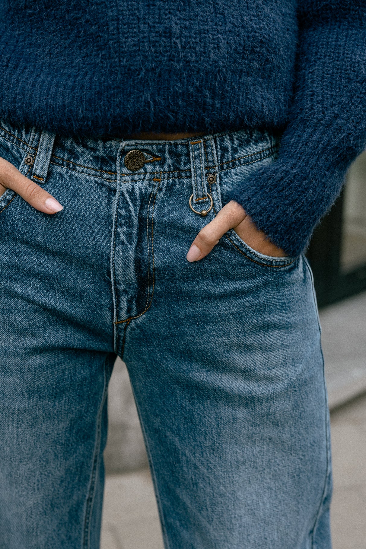 Jeans large à larges revers Femme Kate Denim magnus | Freeman T. Porter