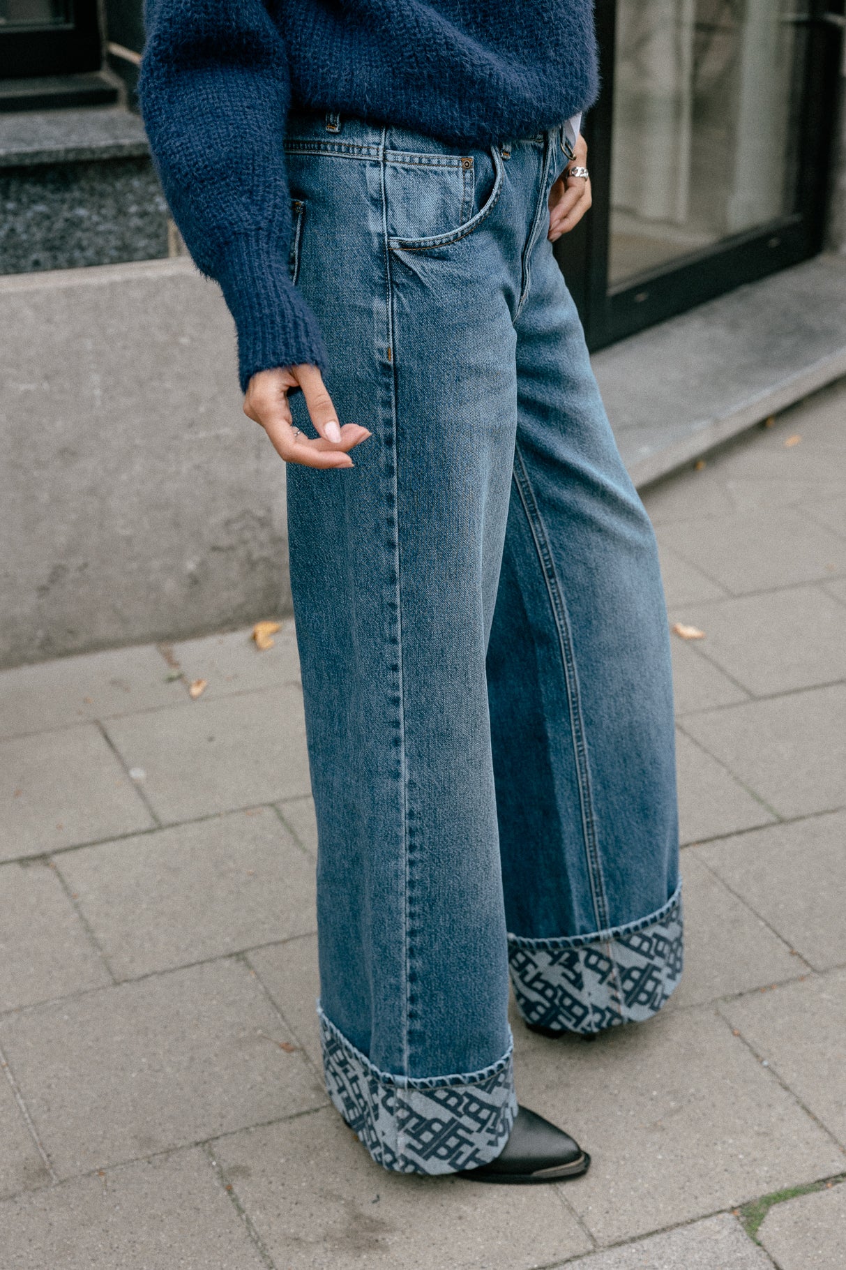 Jeans large à larges revers Femme Kate Denim magnus | Freeman T. Porter