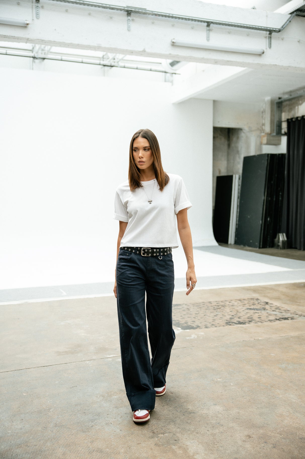 Pantalon large à larges revers Femme Kate Angelo peacoat | Freeman T. Porter