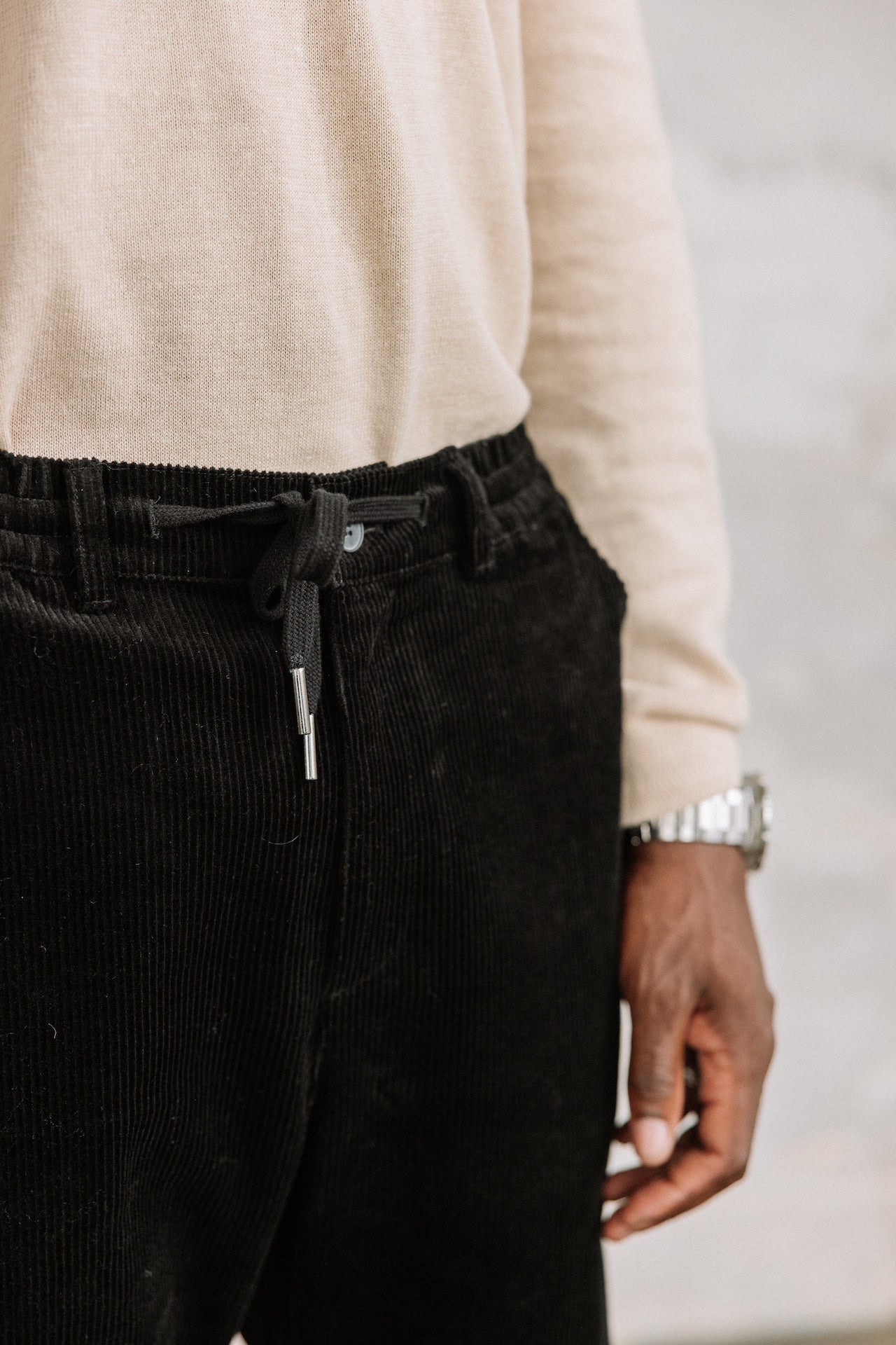 Hose entspannen Mann Derek Corduroy black | Freeman T. Porter