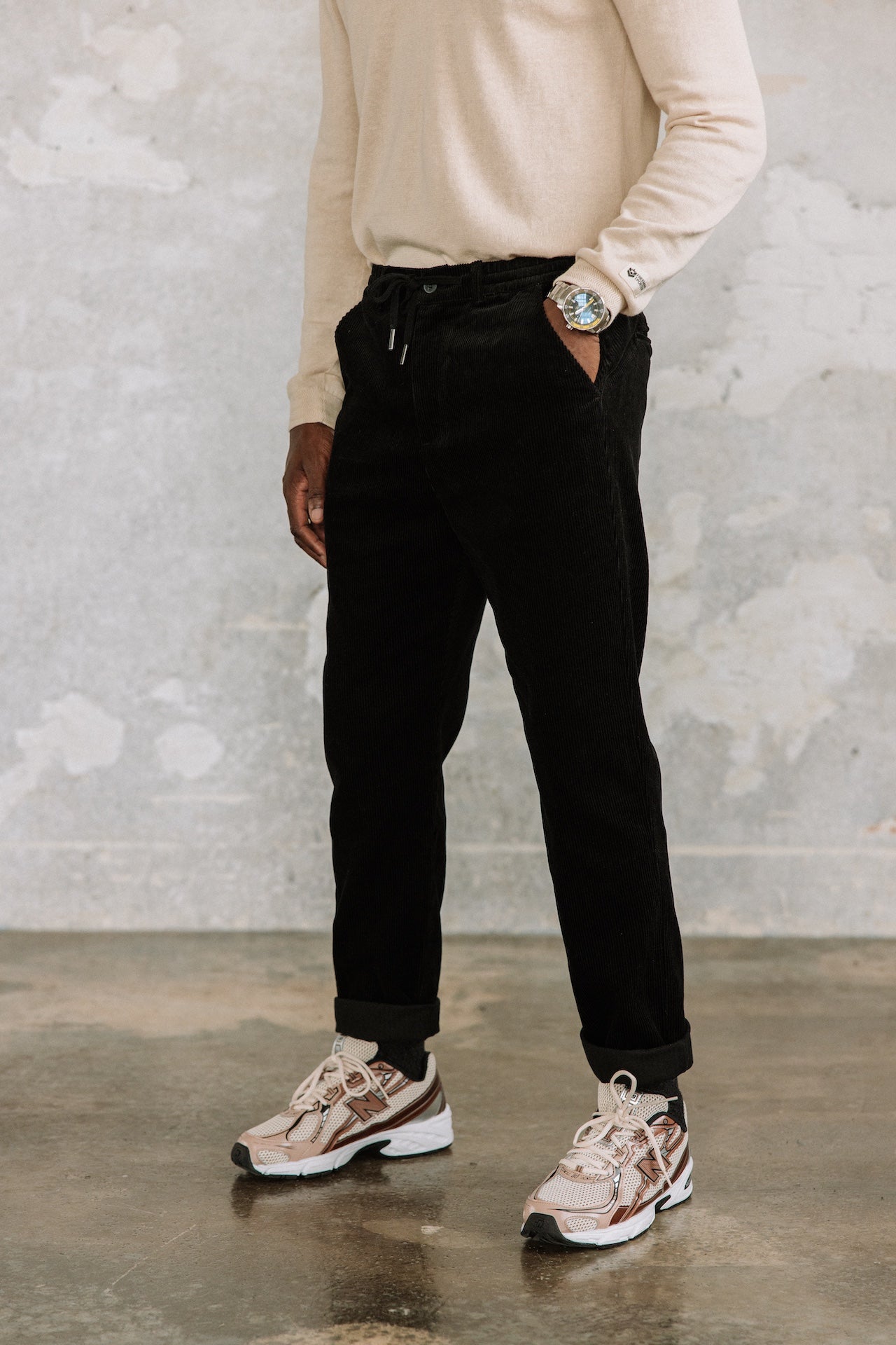 Hose entspannen Mann Derek Corduroy black | Freeman T. Porter