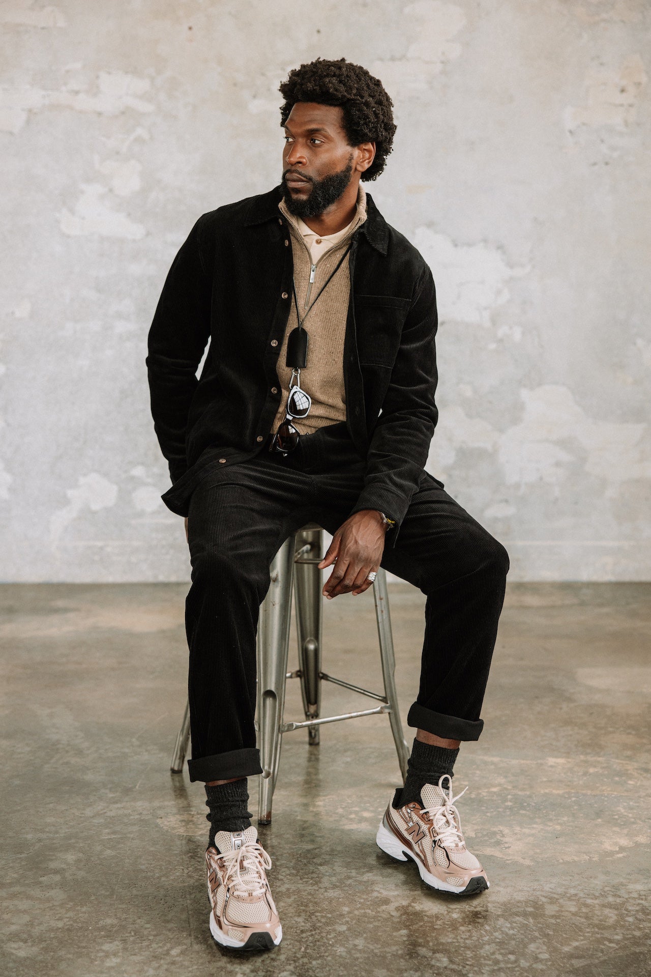 Hose entspannen Mann Derek Corduroy black | Freeman T. Porter