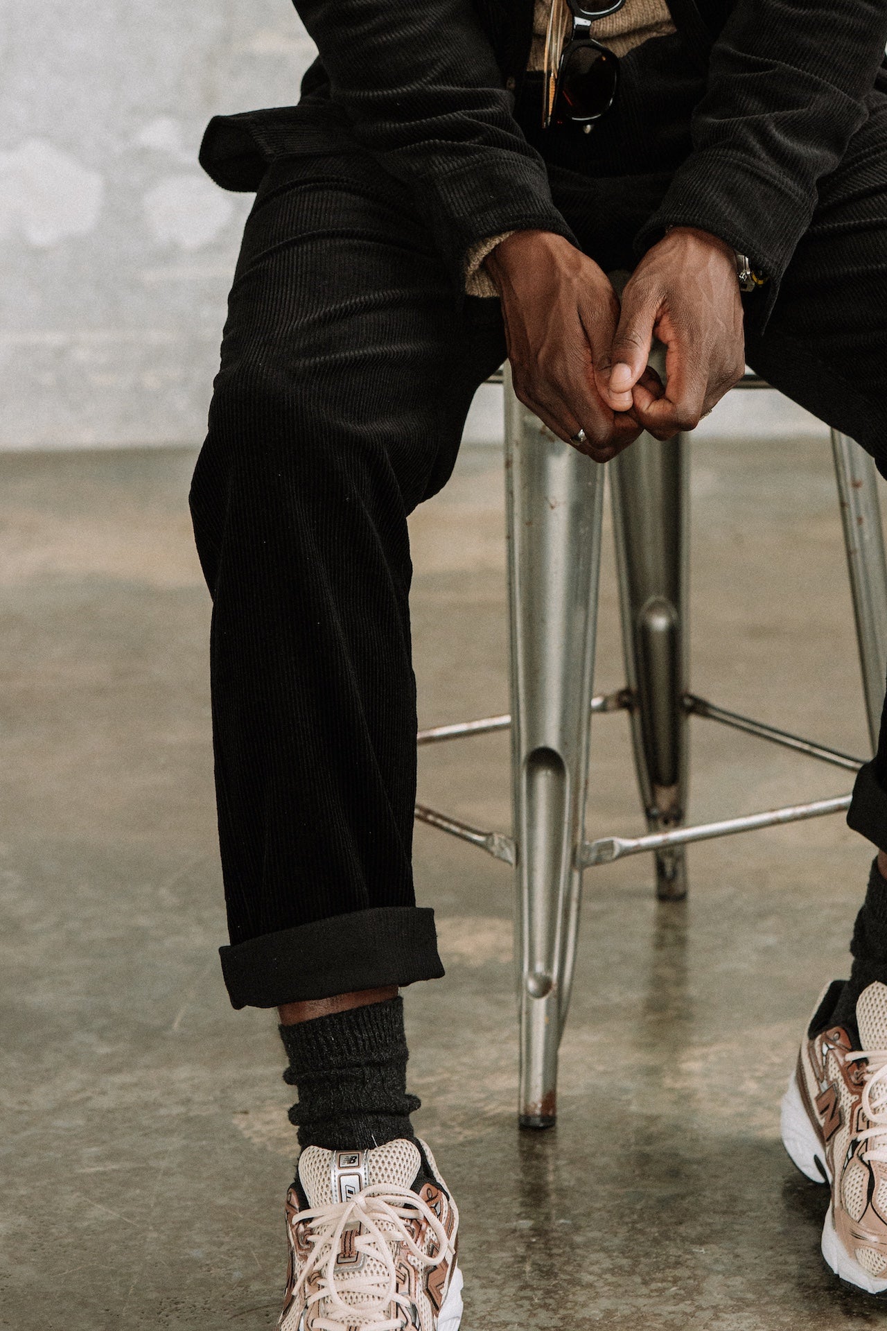 Hose entspannen Mann Derek Corduroy black | Freeman T. Porter