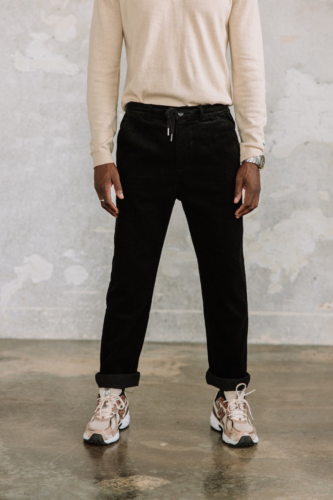 Hose entspannen Mann Derek Corduroy black | Freeman T. Porter