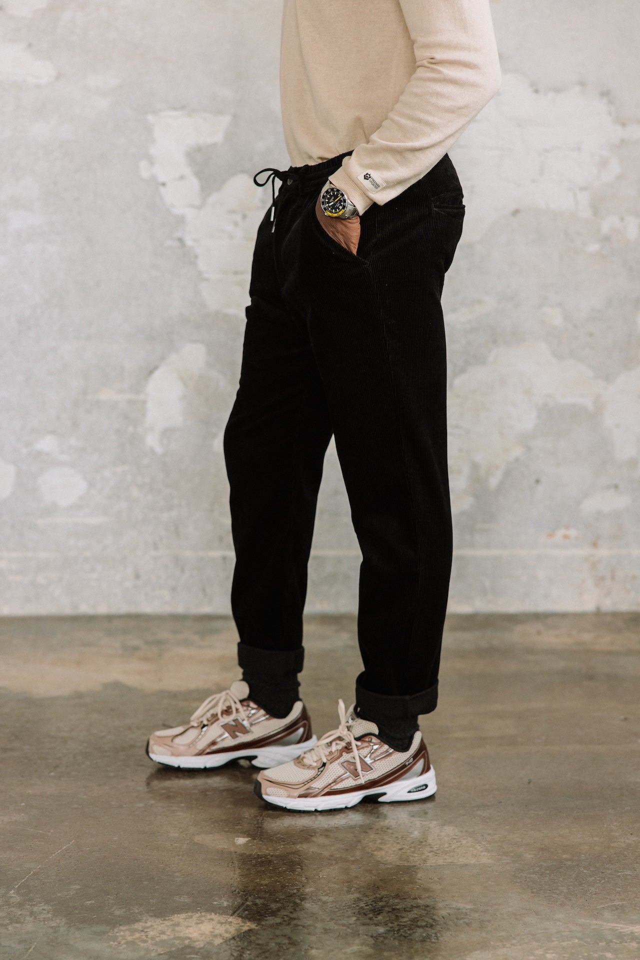 Hose entspannen Mann Derek Corduroy black | Freeman T. Porter