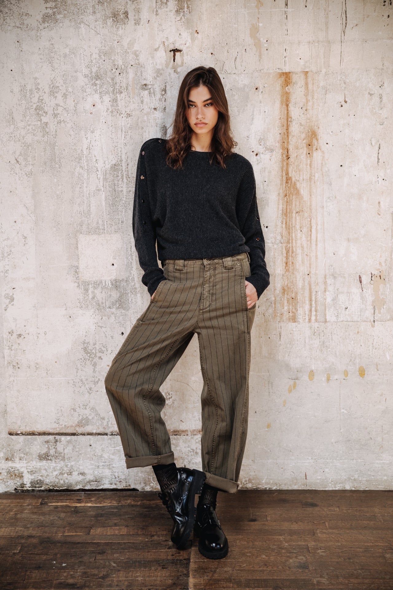 Pantalon balloon cropped Femme Rosalia City Paleole tea leaf | Freeman T. Porter