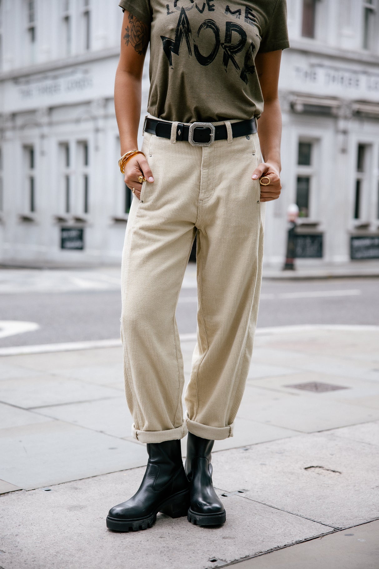 Pantalon en velours Femme Rosalia Veluto overcast | Freeman T. Porter