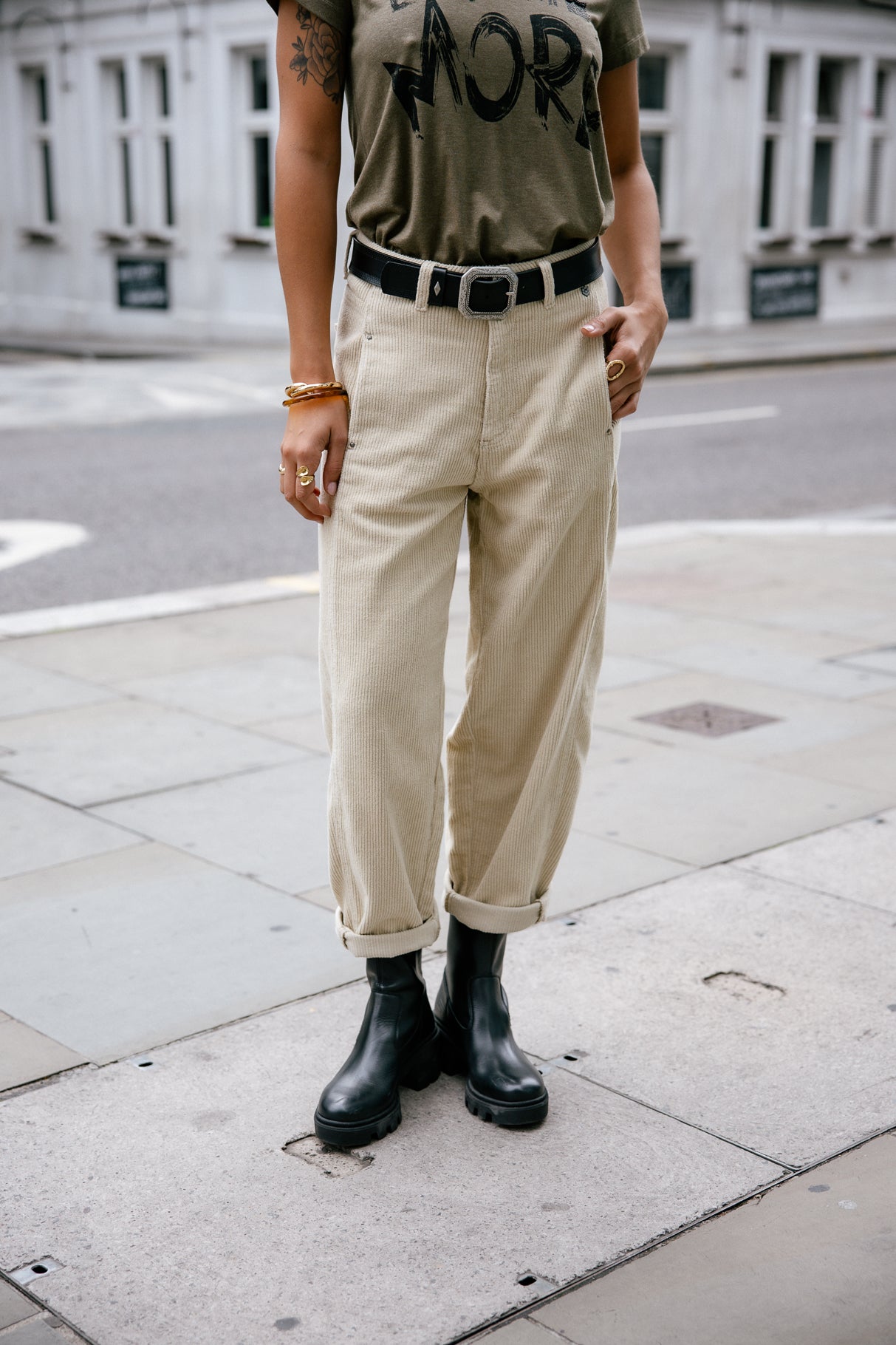 Pantalon en velours Mujer Rosalia Veluto overcast | Freeman T. Porter