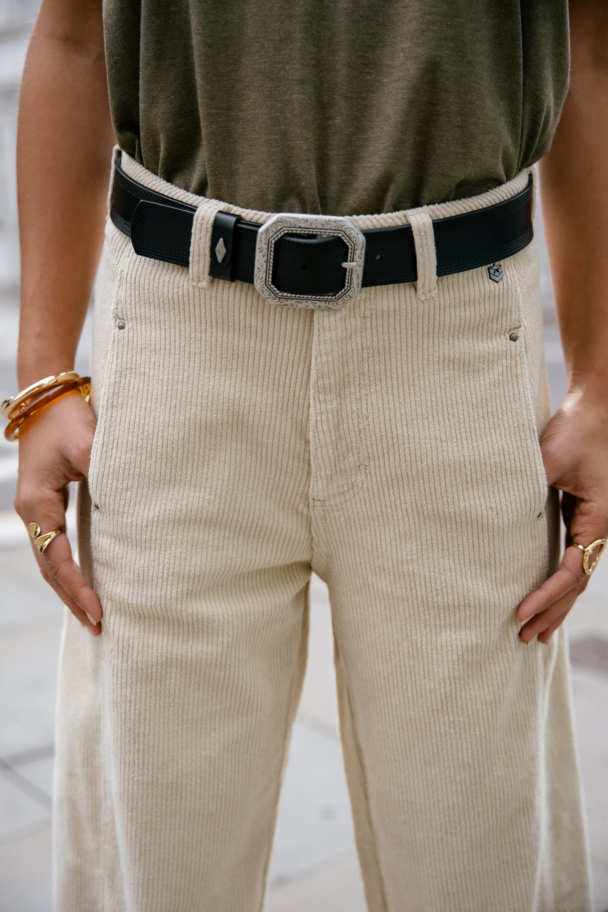Pantalon en velours Mujer Rosalia Veluto overcast | Freeman T. Porter