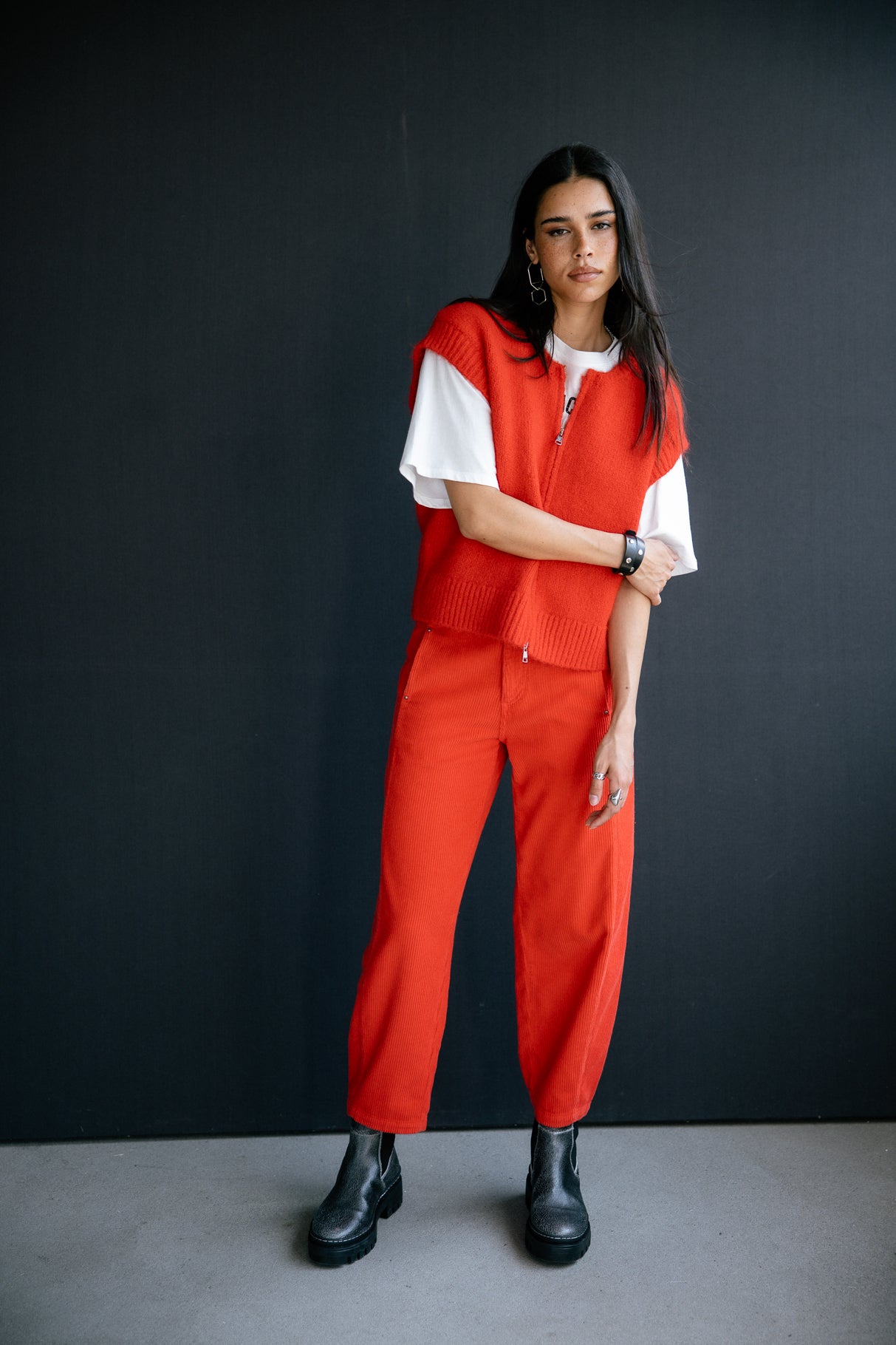 Pantalon en velours Femme Rosalia Veluto goji berry | Freeman T. Porter