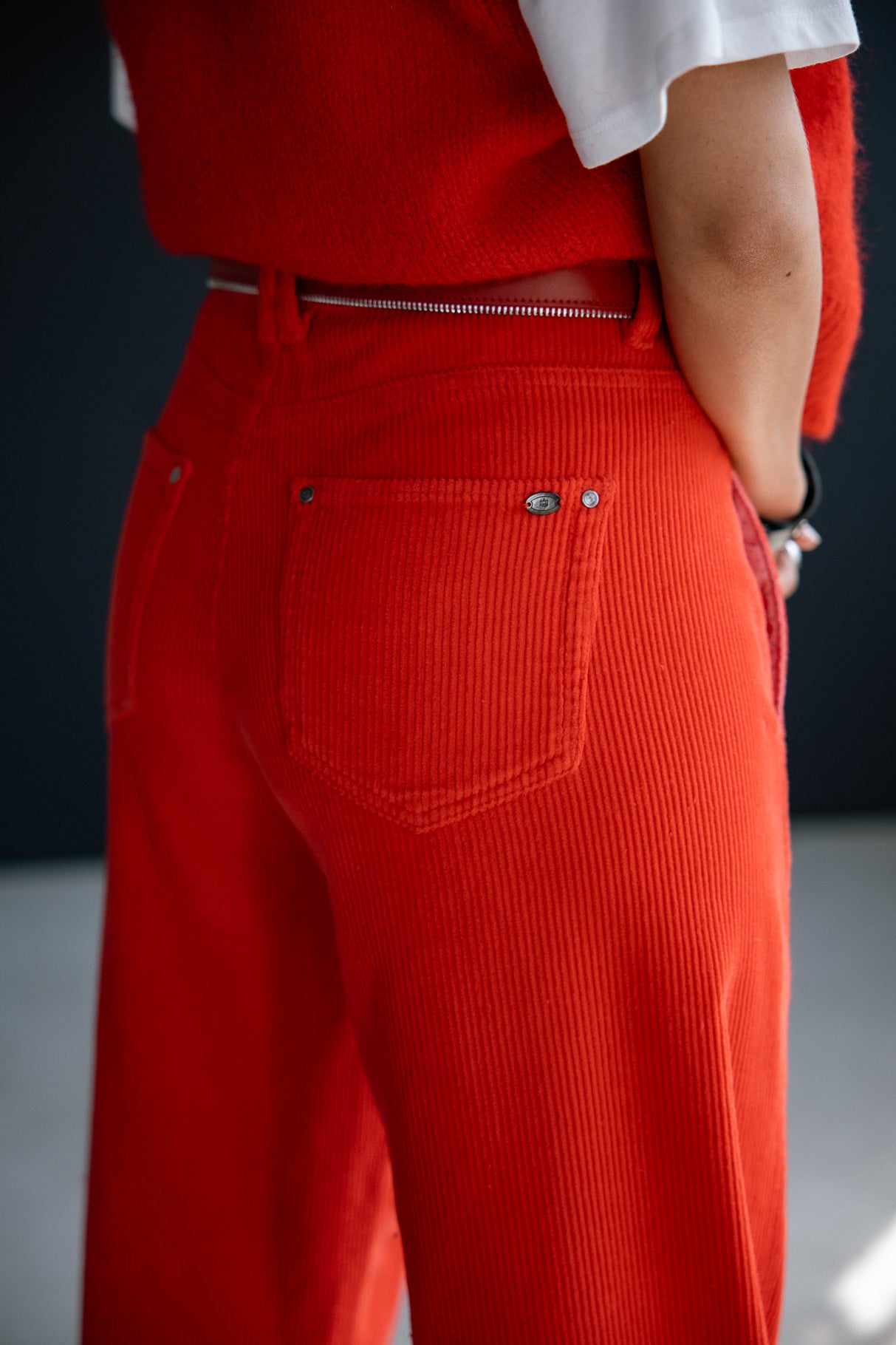 Pantalon en velours Mujer Rosalia Veluto goji berry | Freeman T. Porter
