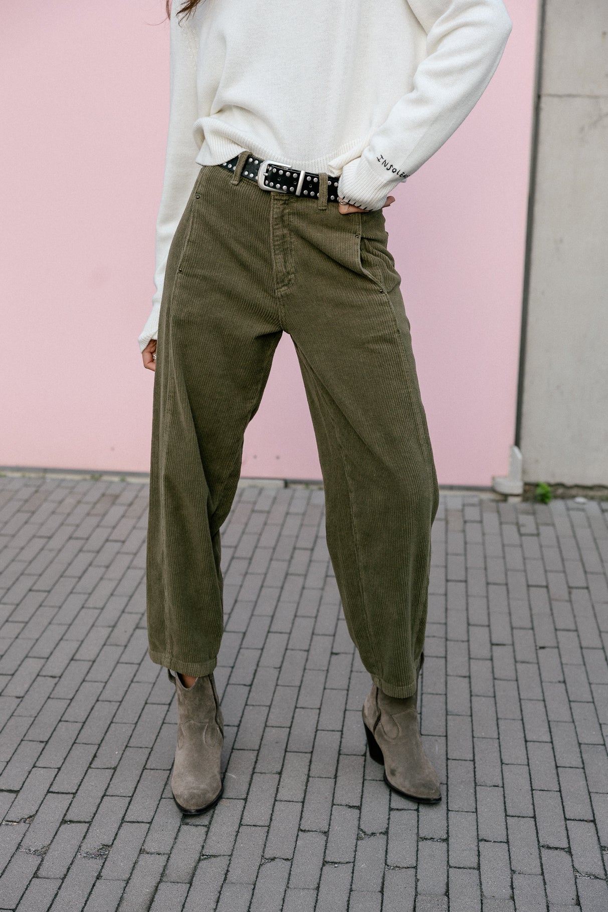 Pantalon en velours Femme Rosalia Veluto forest night | Freeman T. Porter
