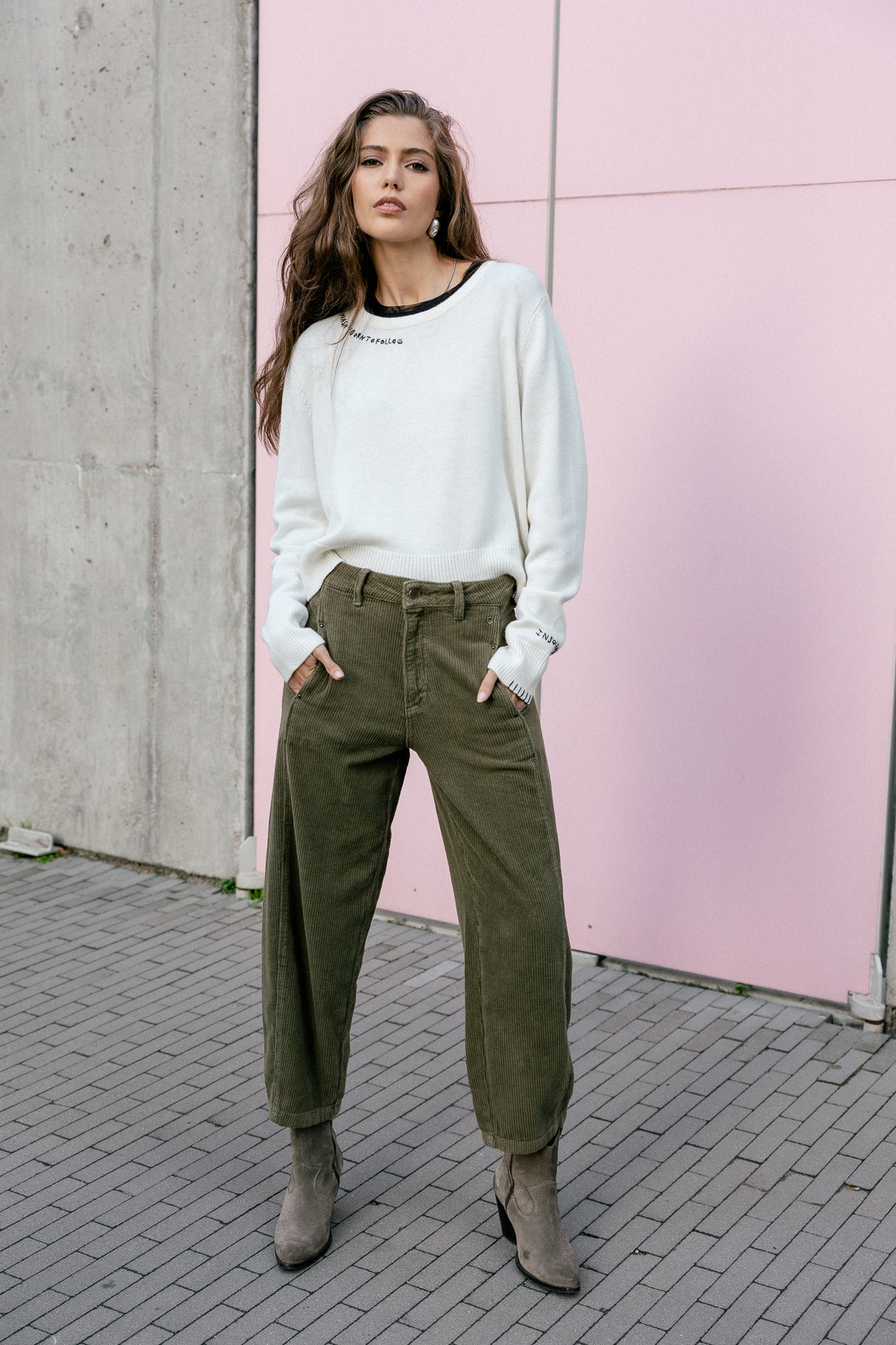 Pantalon en velours Femme Rosalia Veluto forest night | Freeman T. Porter