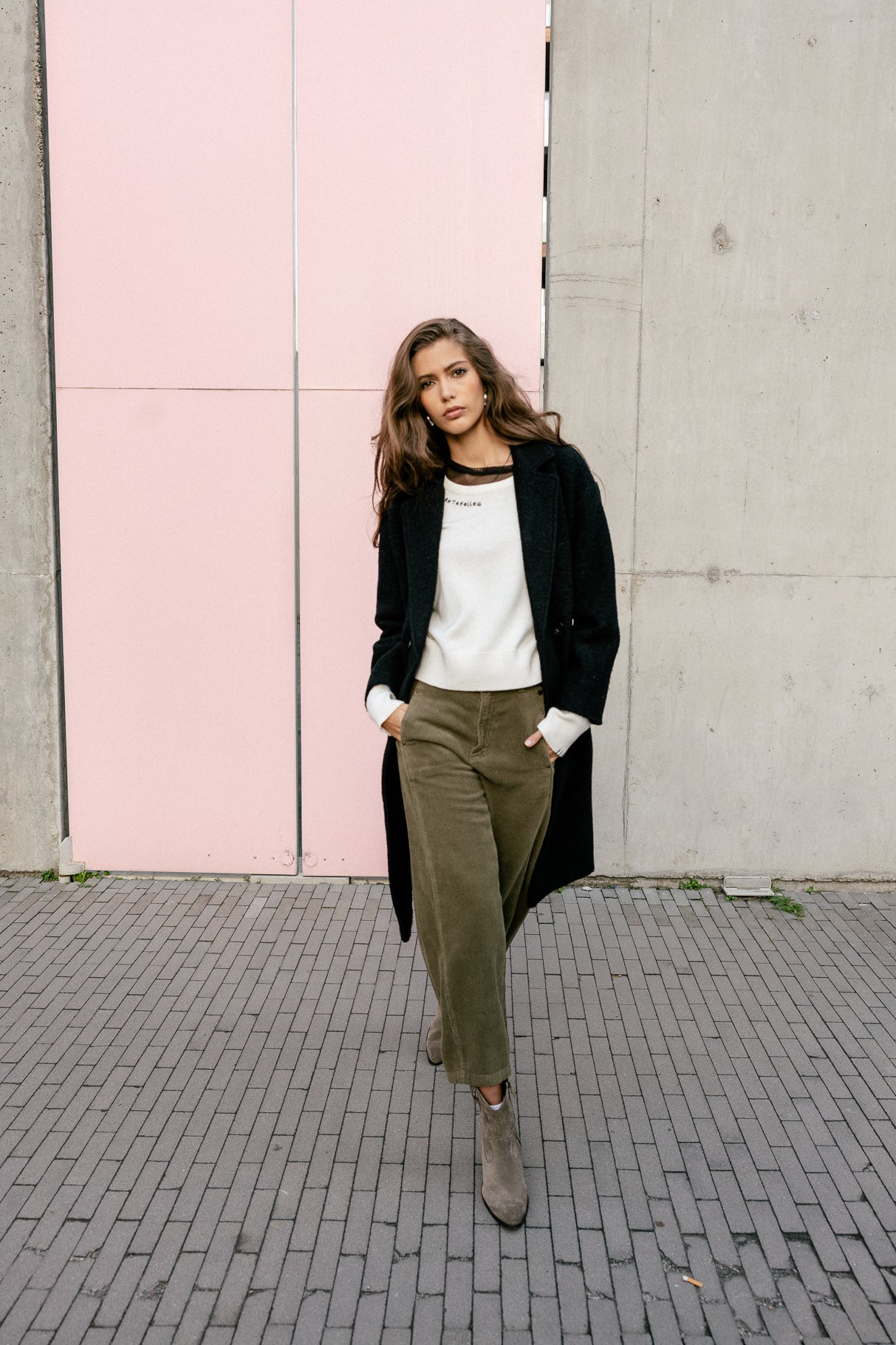 Pantalon en velours Femme Rosalia Veluto forest night | Freeman T. Porter