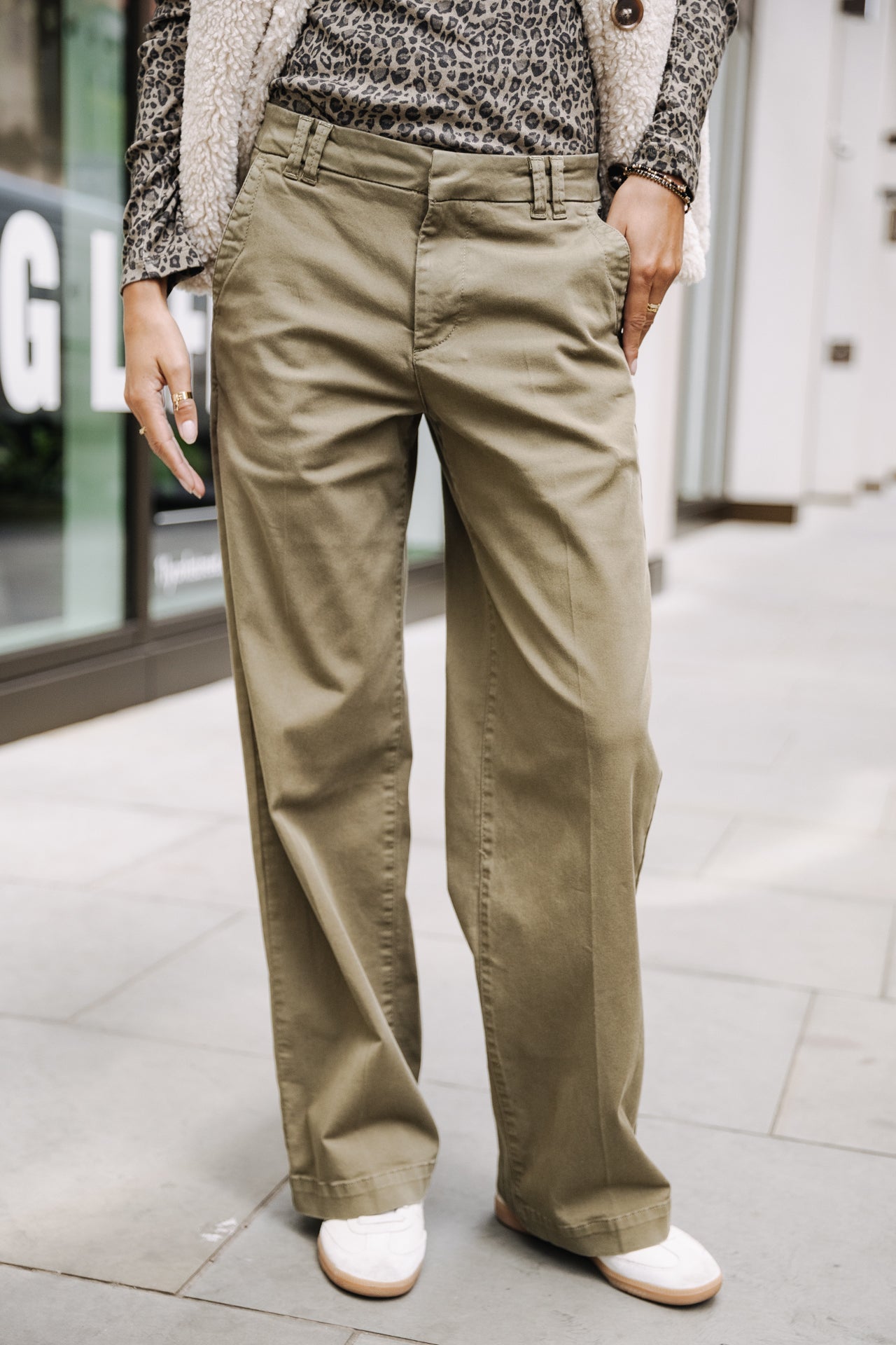 Pantalon large Femme Nickie Felicita olive night | Freeman T. Porter