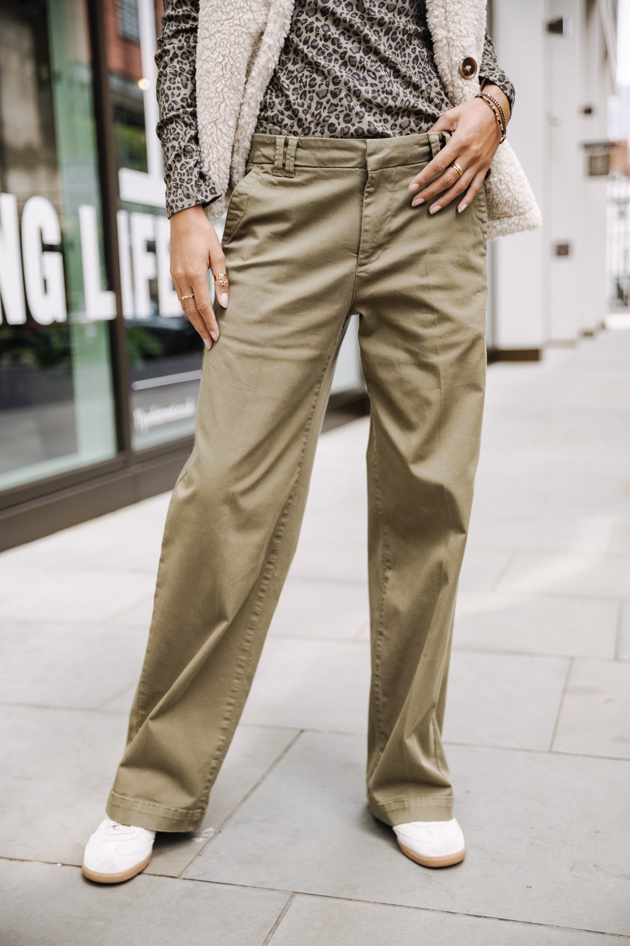 Pantalon large Femme Nickie Felicita olive night | Freeman T. Porter