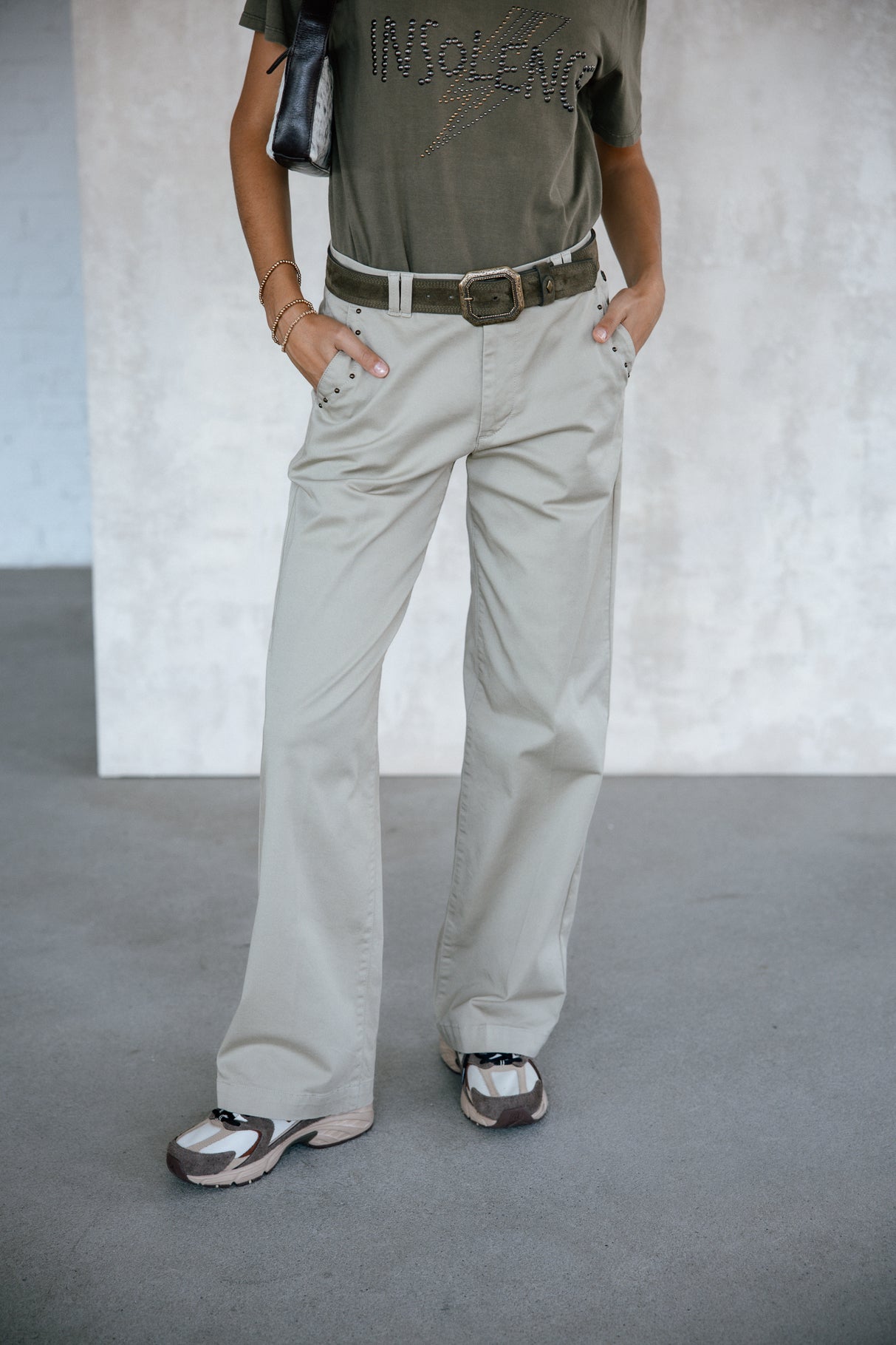 Pantalon large Femme Nickie Studs Felicita abbey stone | Freeman T. Porter