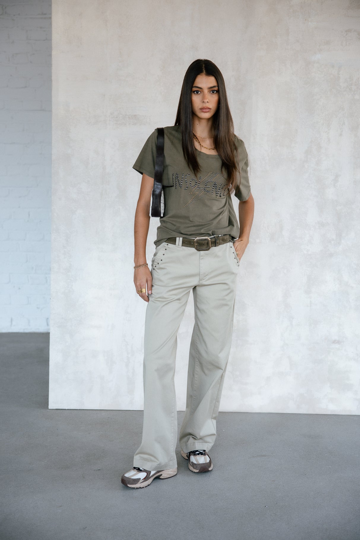 Pantalon large Femme Nickie Studs Felicita abbey stone | Freeman T. Porter