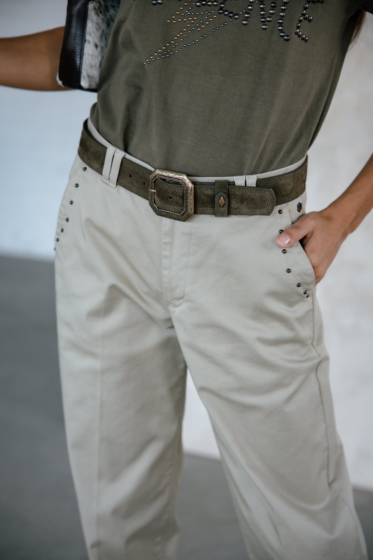 Pantalon large Femme Nickie Studs Felicita abbey stone | Freeman T. Porter
