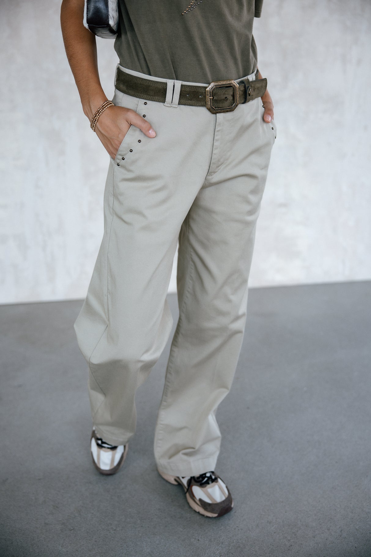Pantalon large Femme Nickie Studs Felicita abbey stone | Freeman T. Porter
