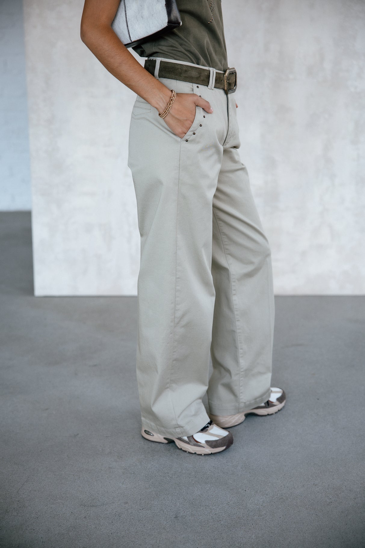 Pantalon large Femme Nickie Studs Felicita abbey stone | Freeman T. Porter