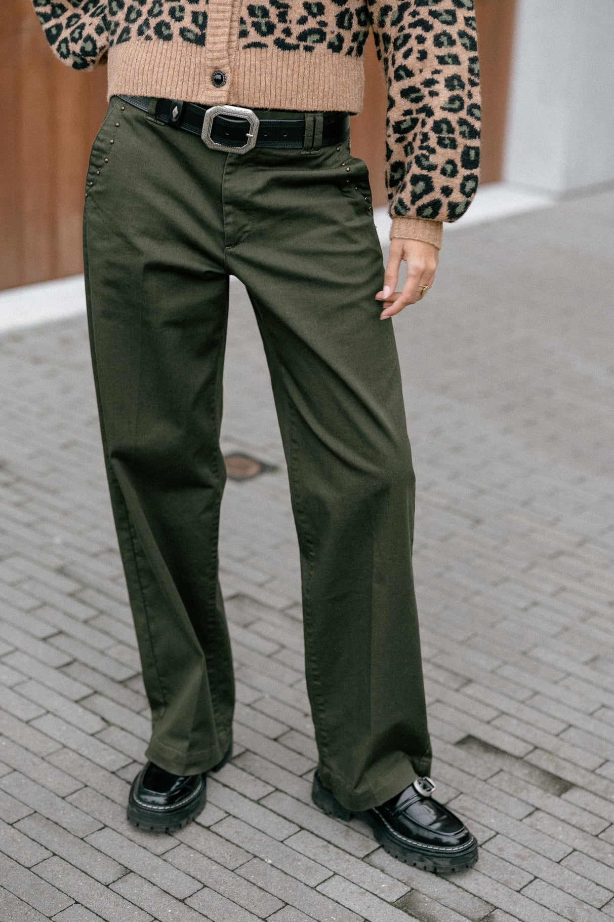 Pantalon large Femme Nickie Studs Felicita forest night | Freeman T. Porter
