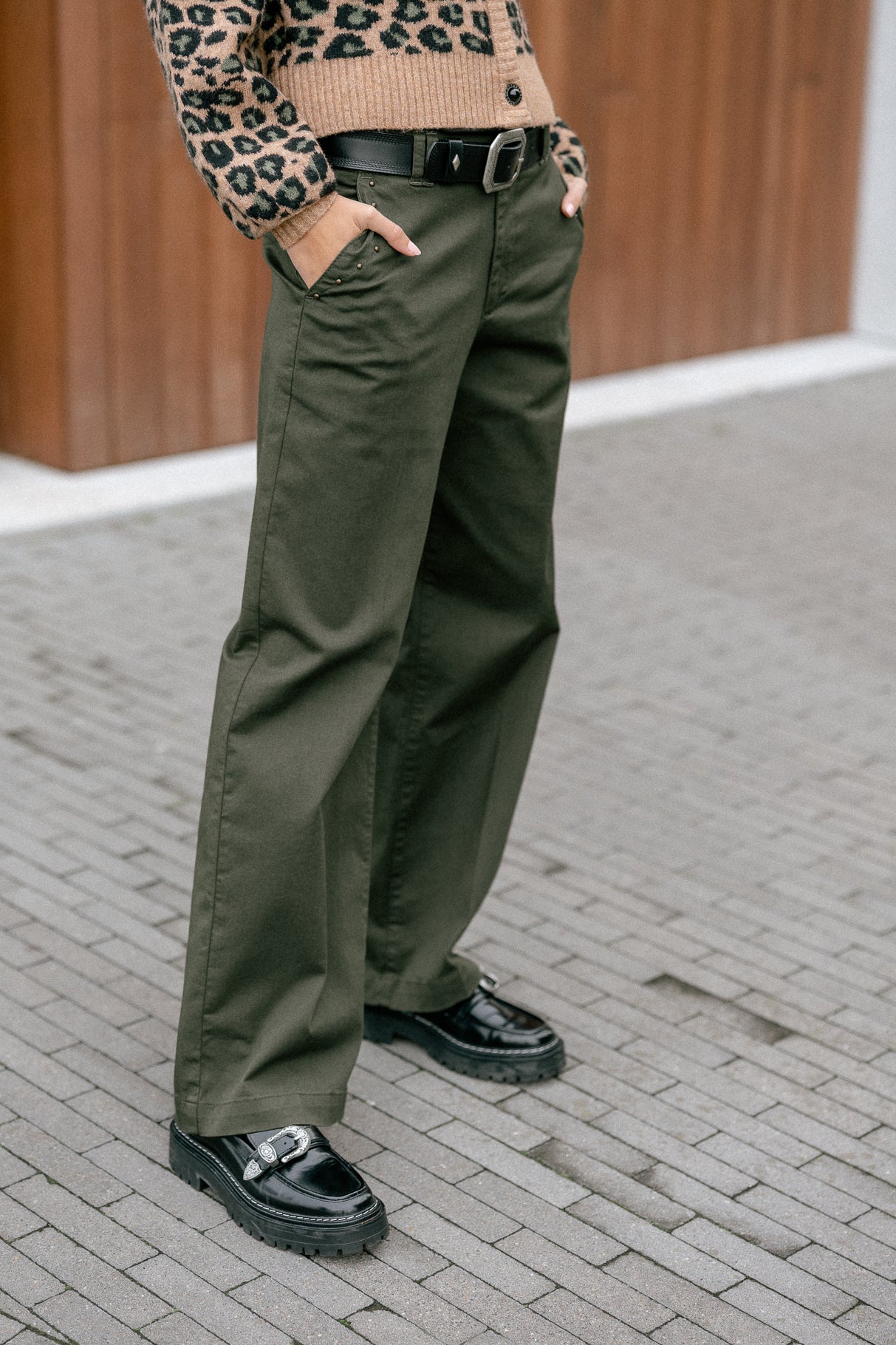 Pantalon large Femme Nickie Studs Felicita forest night | Freeman T. Porter