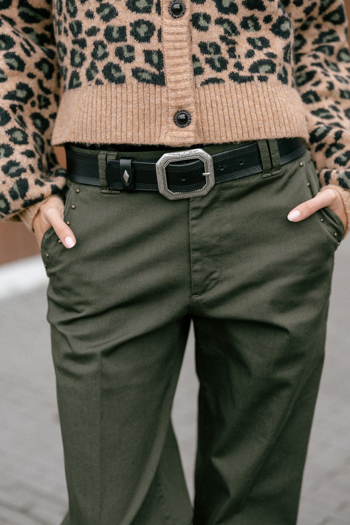 Pantalon large Femme Nickie Studs Felicita forest night | Freeman T. Porter