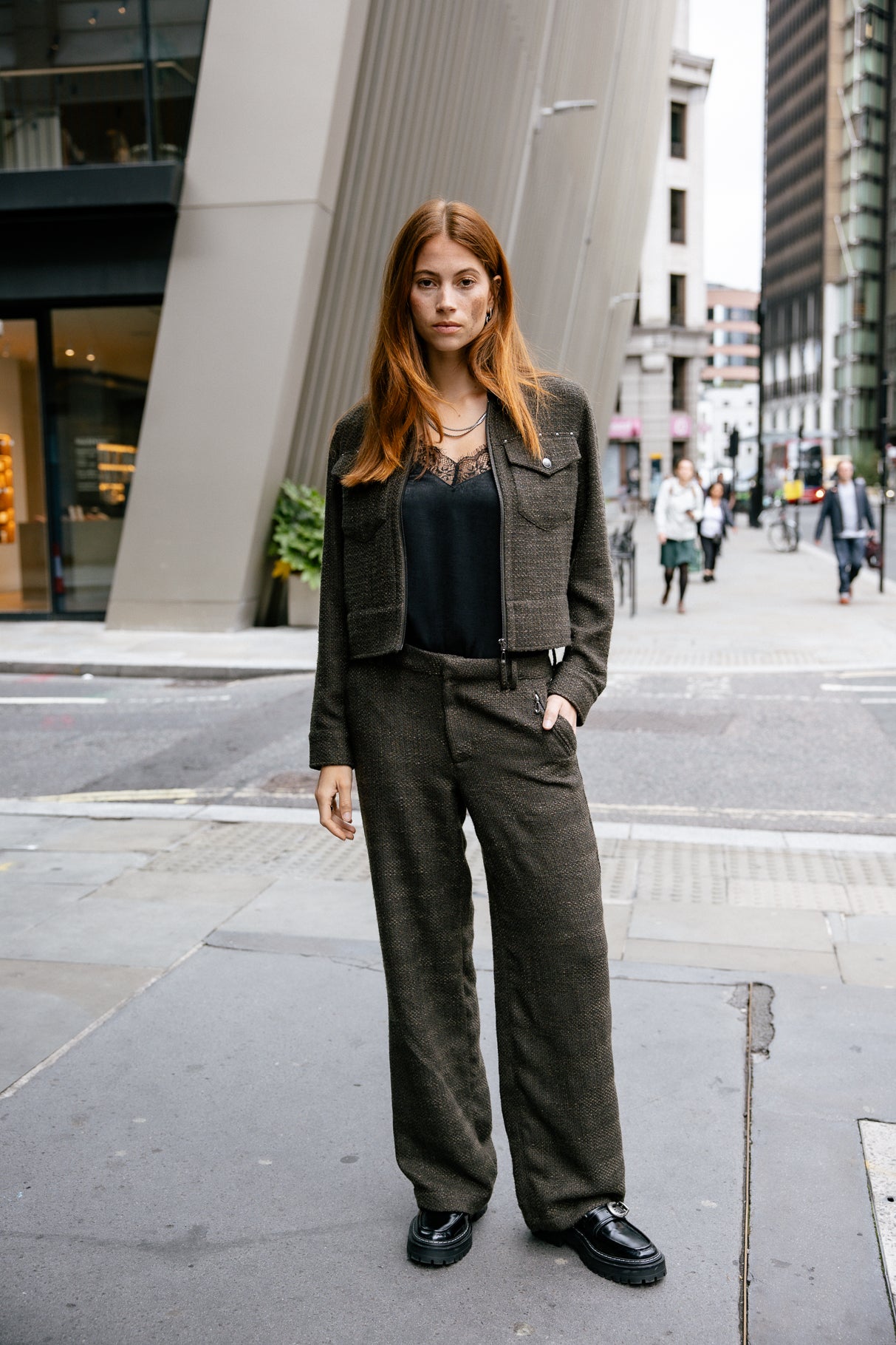 Pantalon large Femme Nickie Wisteria olive night | Freeman T. Porter