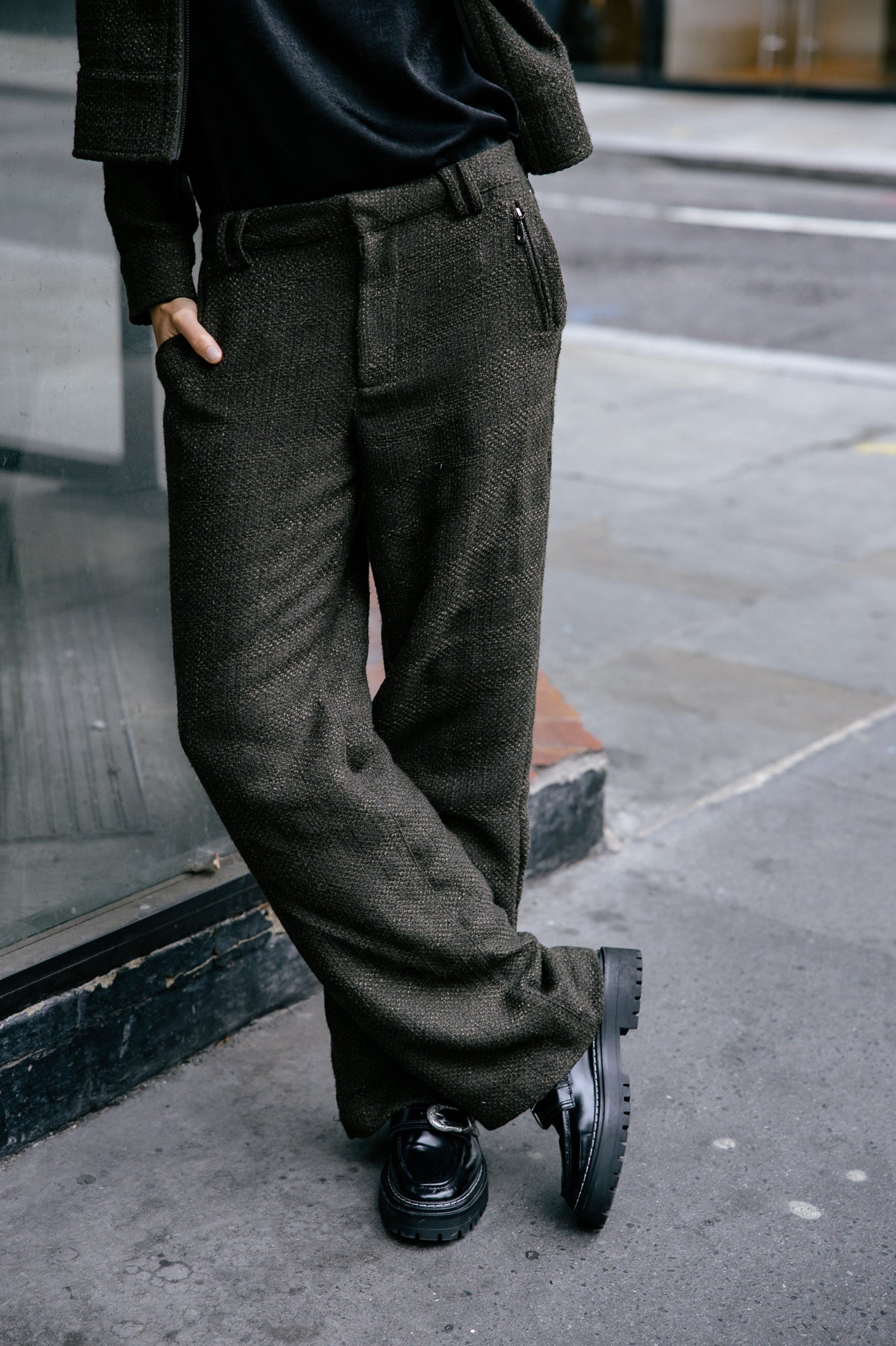 Pantalon large Femme Nickie Wisteria olive night | Freeman T. Porter
