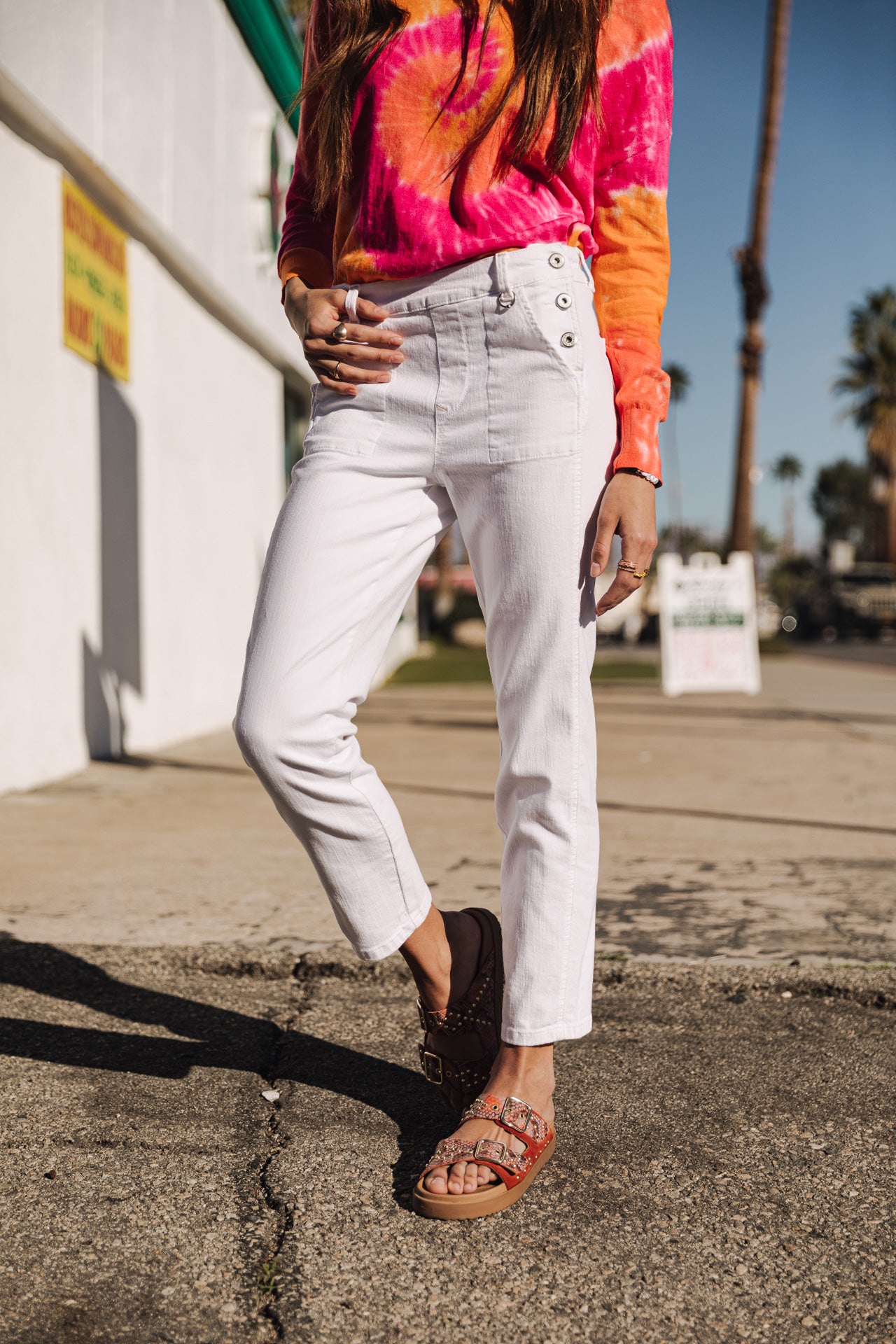 Pantalon slim Femme Octavia Milky bright white | Freeman T. Porter