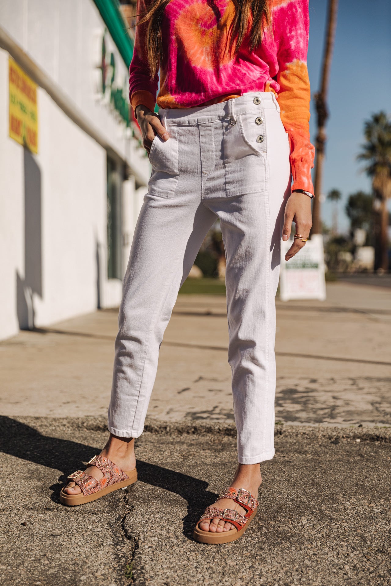 Pantalon slim Femme Octavia Milky bright white | Freeman T. Porter