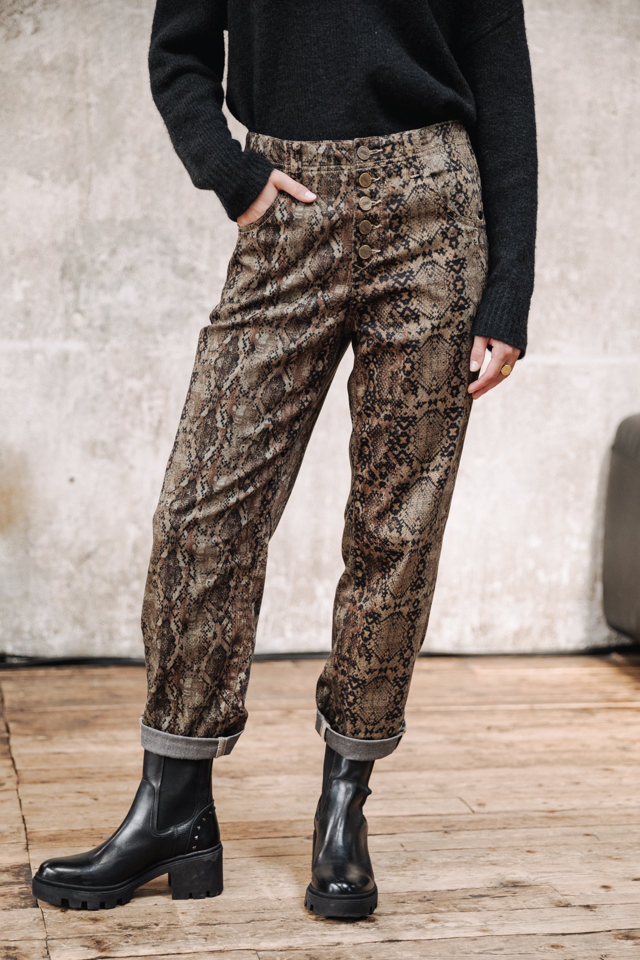 Pantalon boyfriend droit Femme Sloane Mamba original | Freeman T. Porter