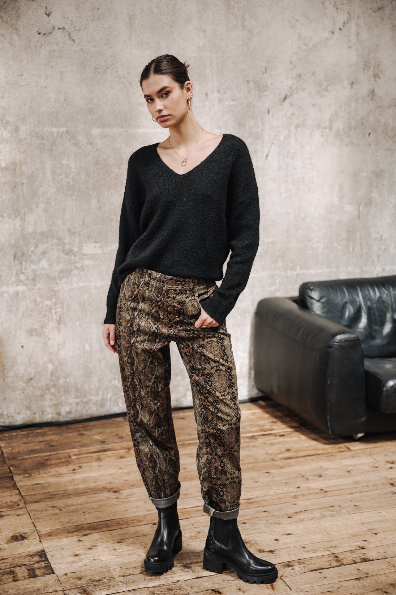 Pantalon boyfriend droit Femme Sloane Mamba original | Freeman T. Porter
